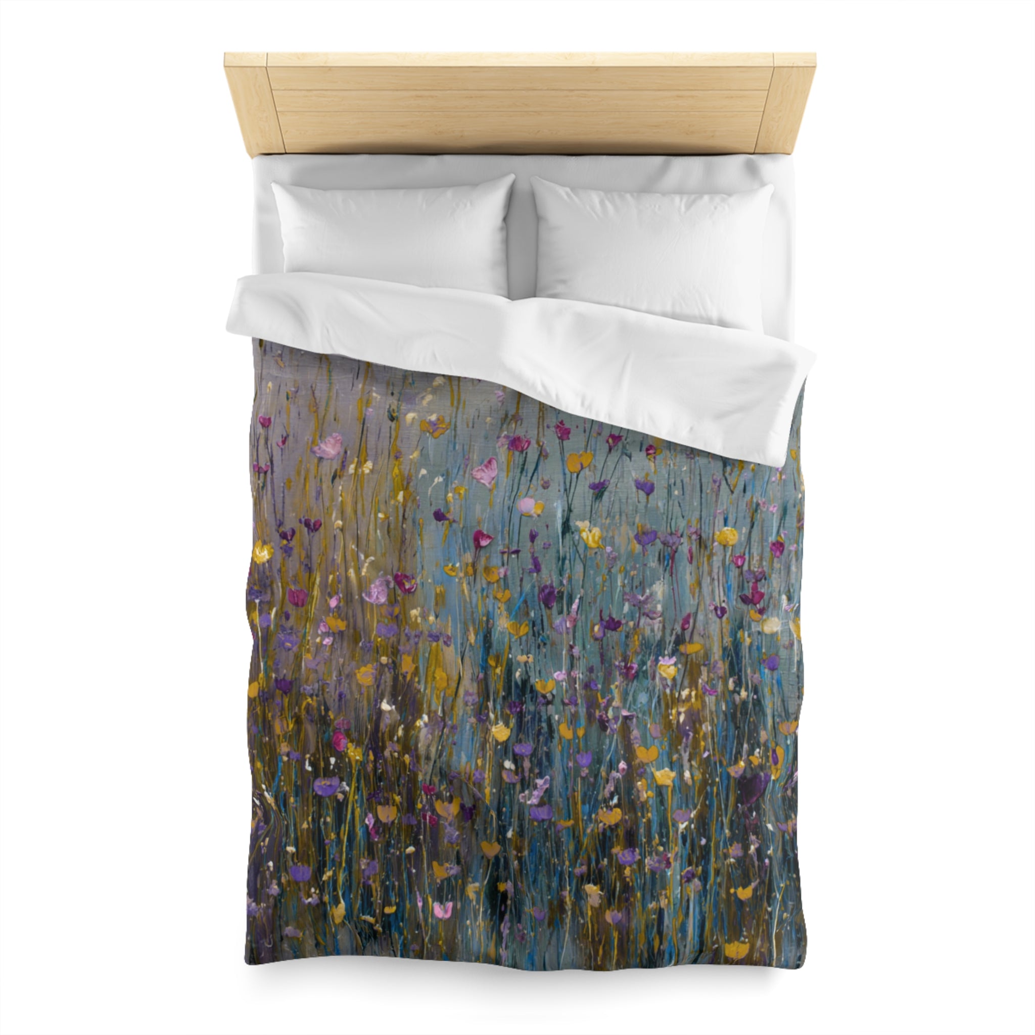 Floral Duvet, Pillow Cover | Grey Blue Yellow Bedroom Decor
