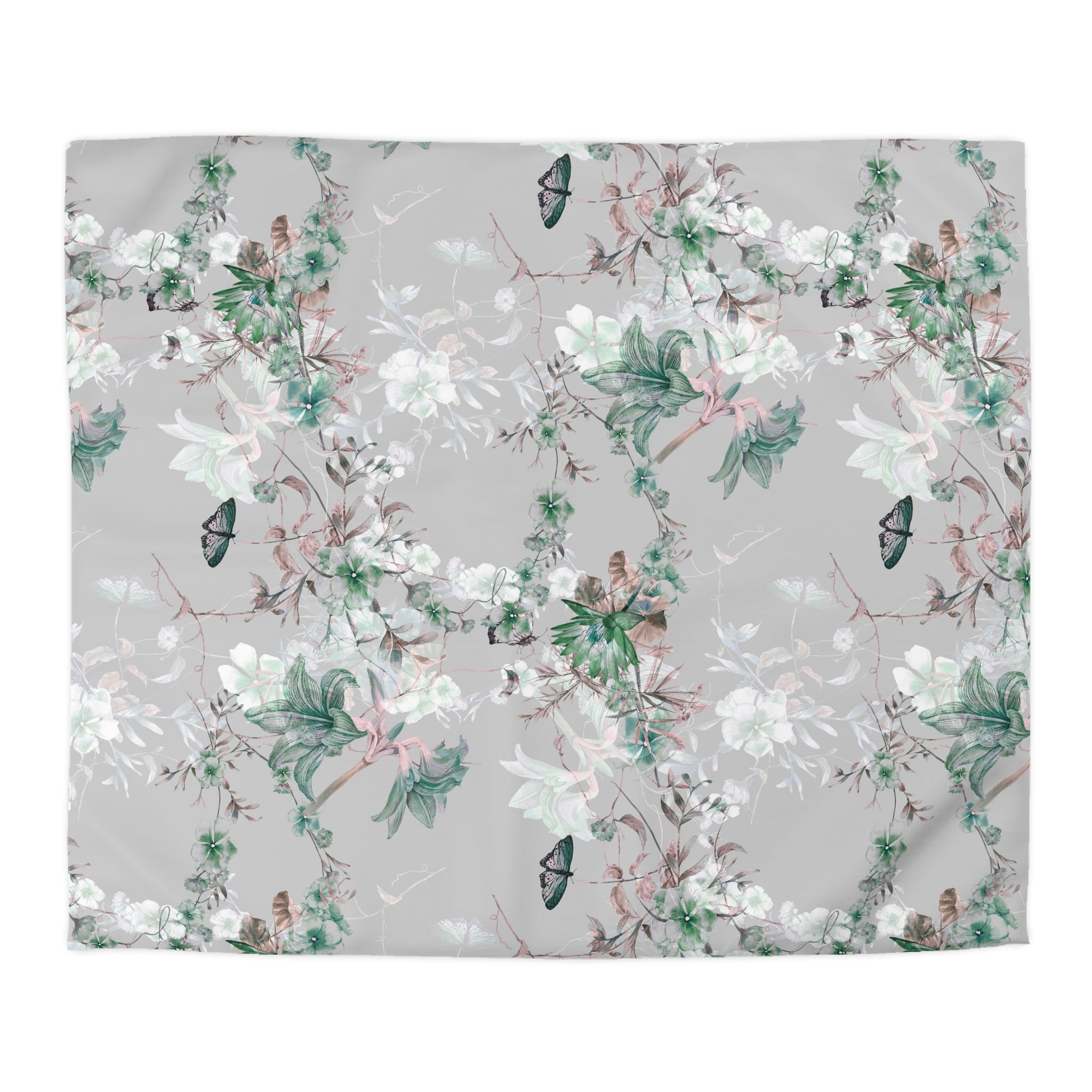 Floral Cotton Duvet, Pillow Cover | Nature Butterflies Bedroom Decor