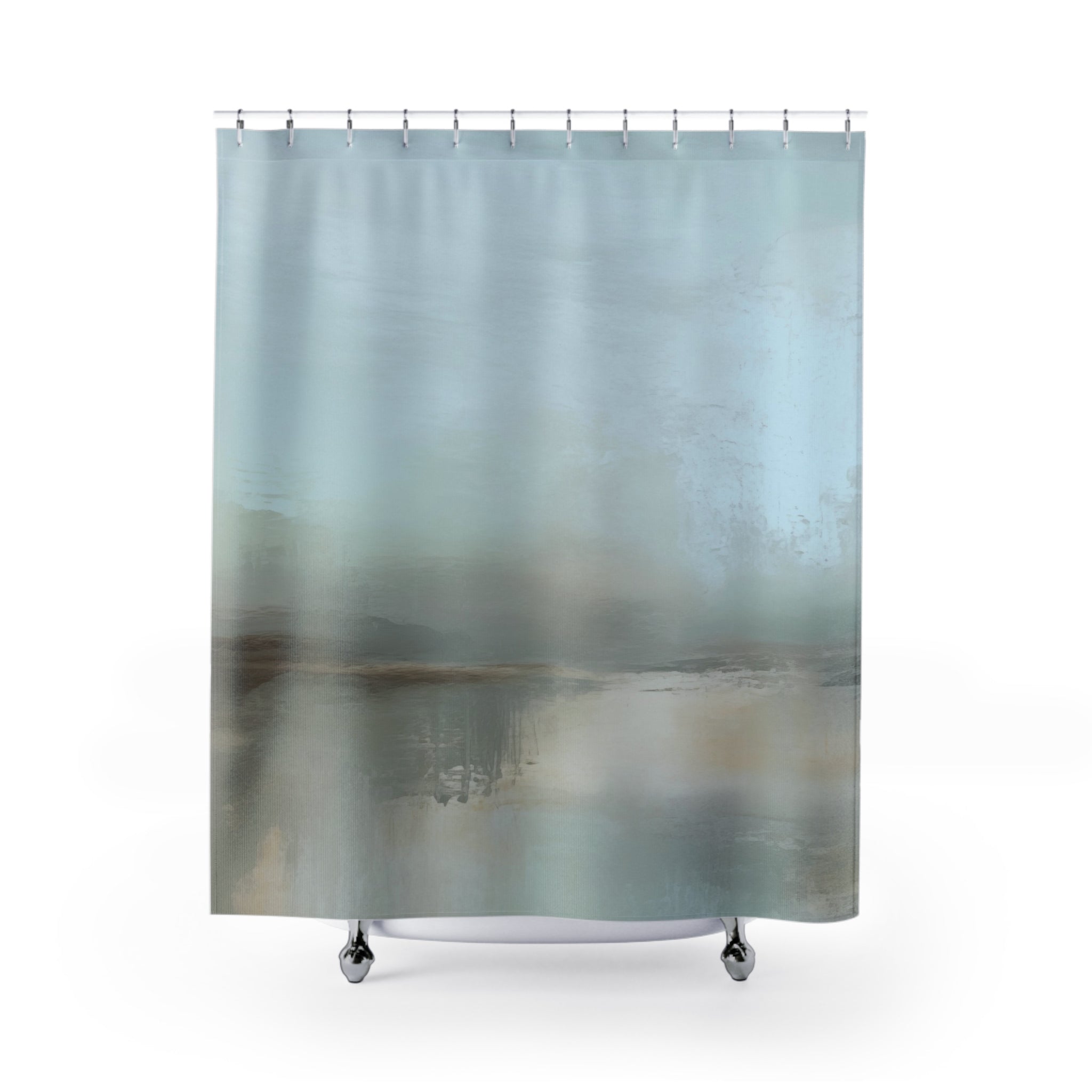 Abstract Shower Curtain | Blue Grey Beige Ombre