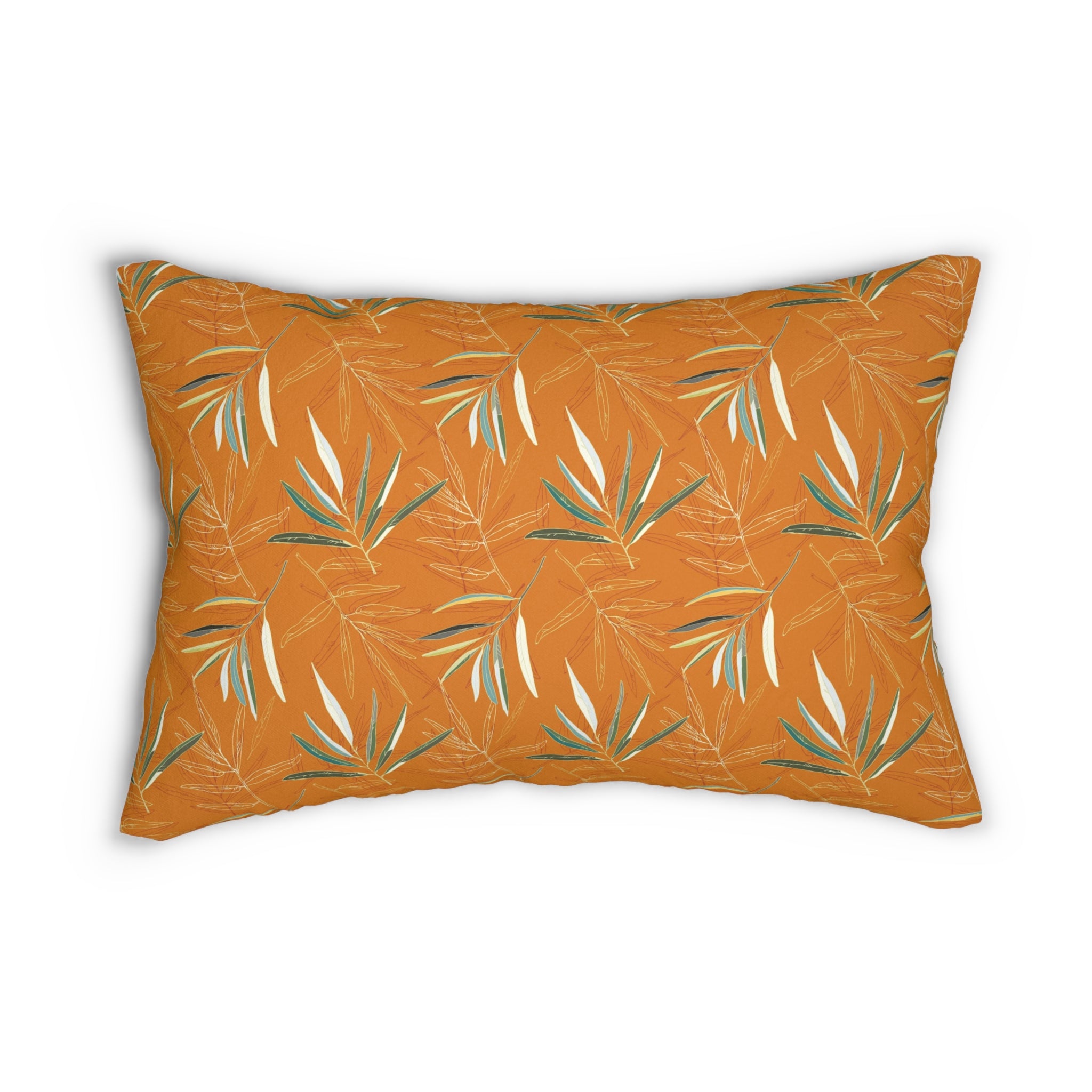 Floral Lumbar Pillow | Burnt Orange, Sage Green Botanical