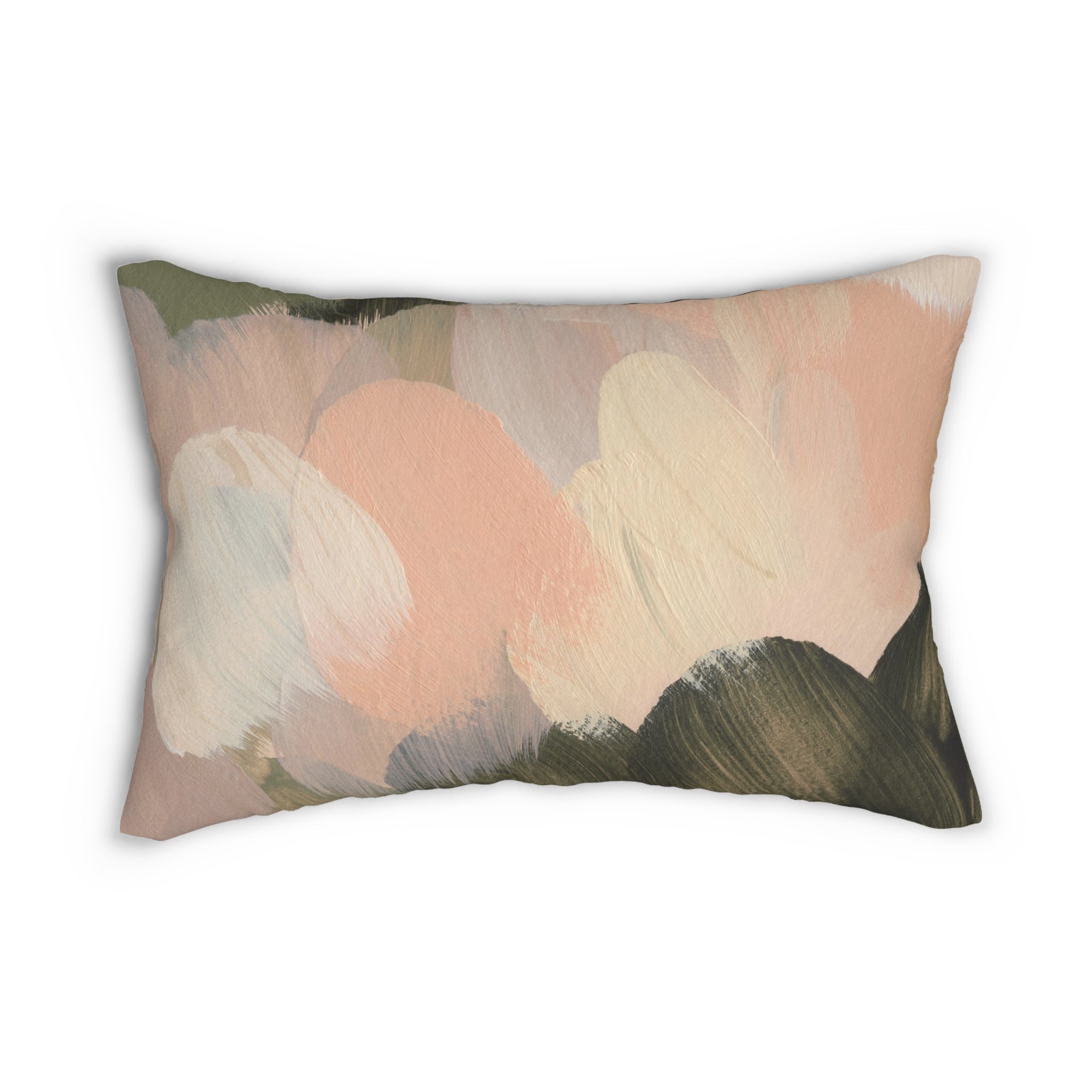 Abstract Lumbar Pillow | Blush, Dark Olive Green