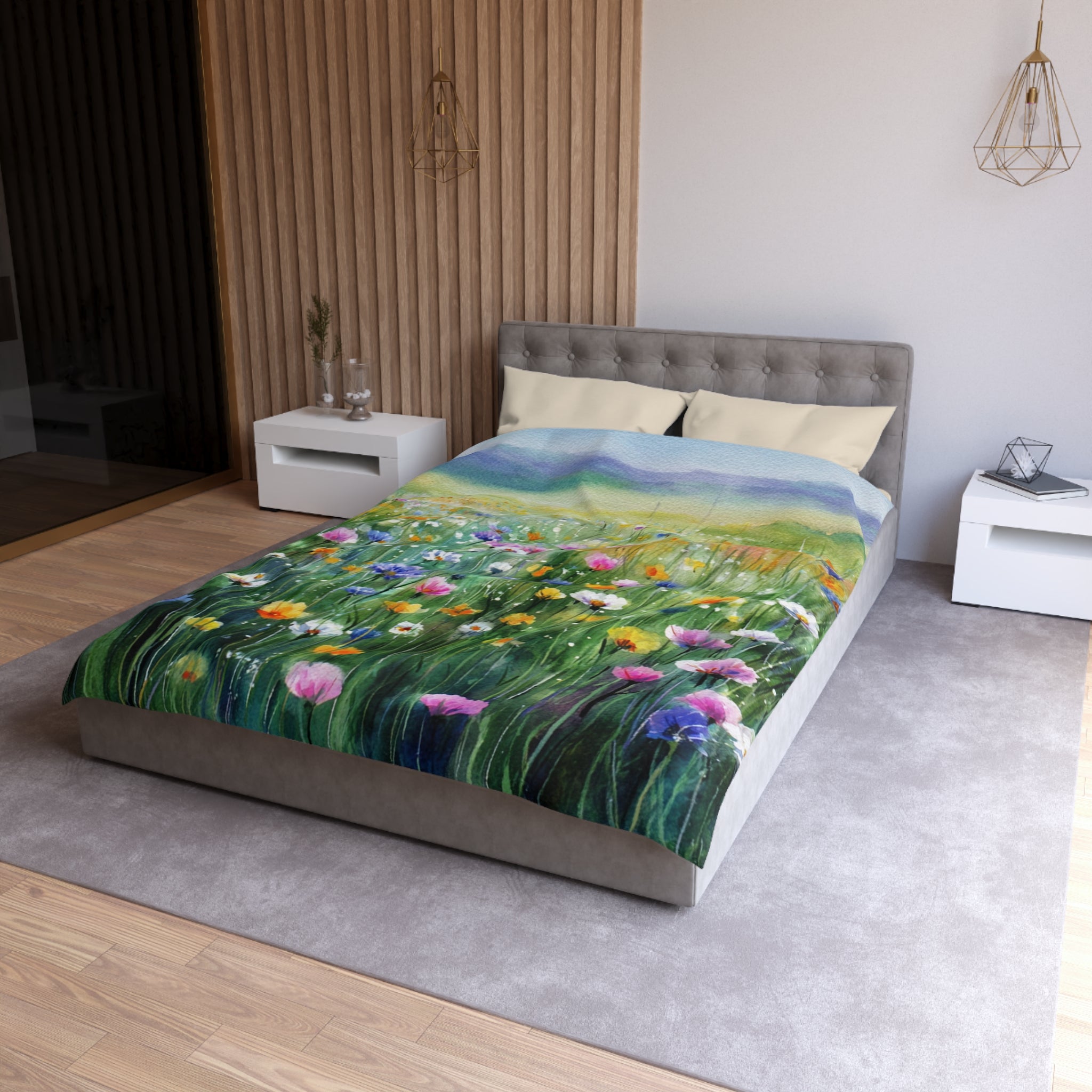 Floral Duvet, Pillow Cover | Green Yellow Bedroom Decor