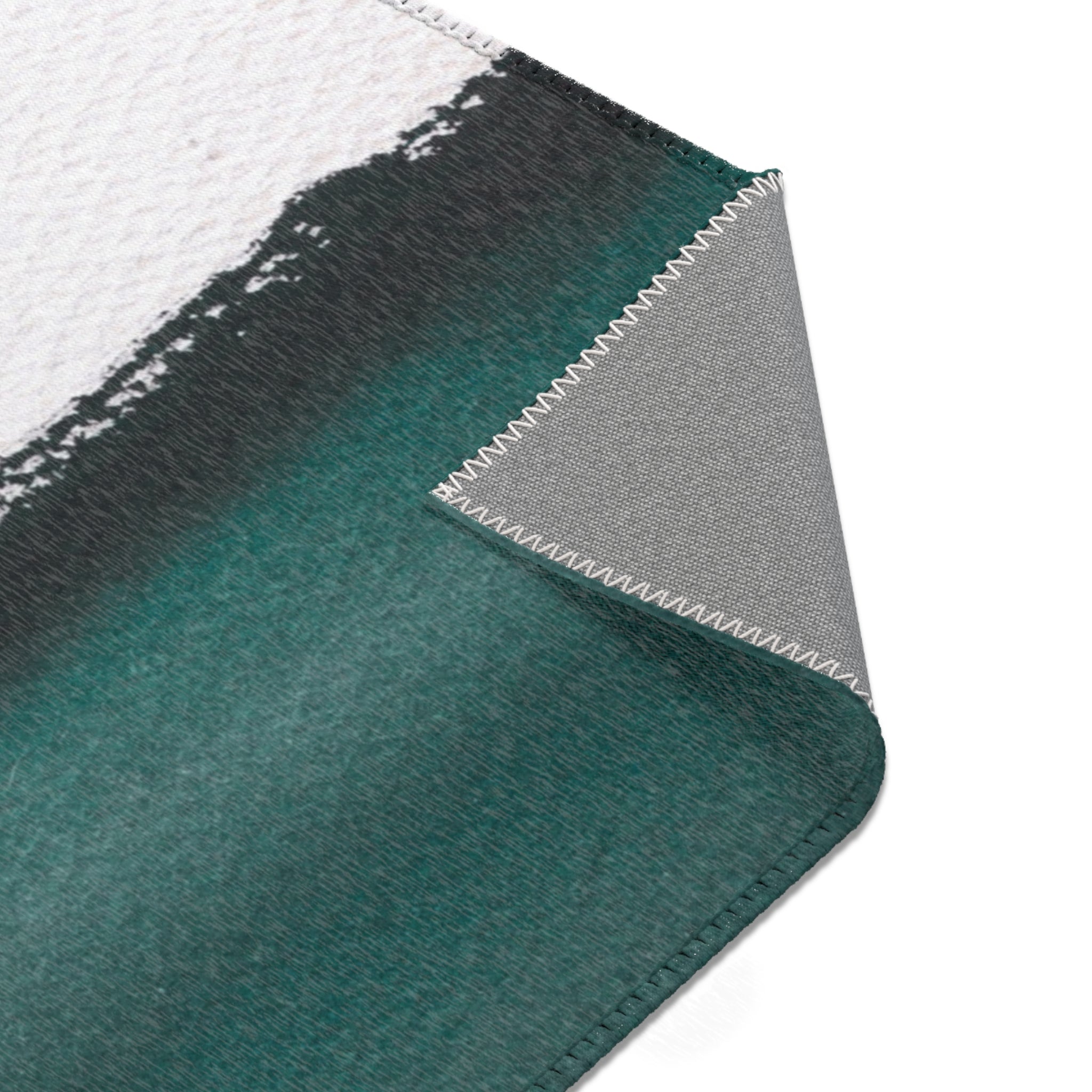 Abstract Area Rug | Rustic Teal Green Grey Black White