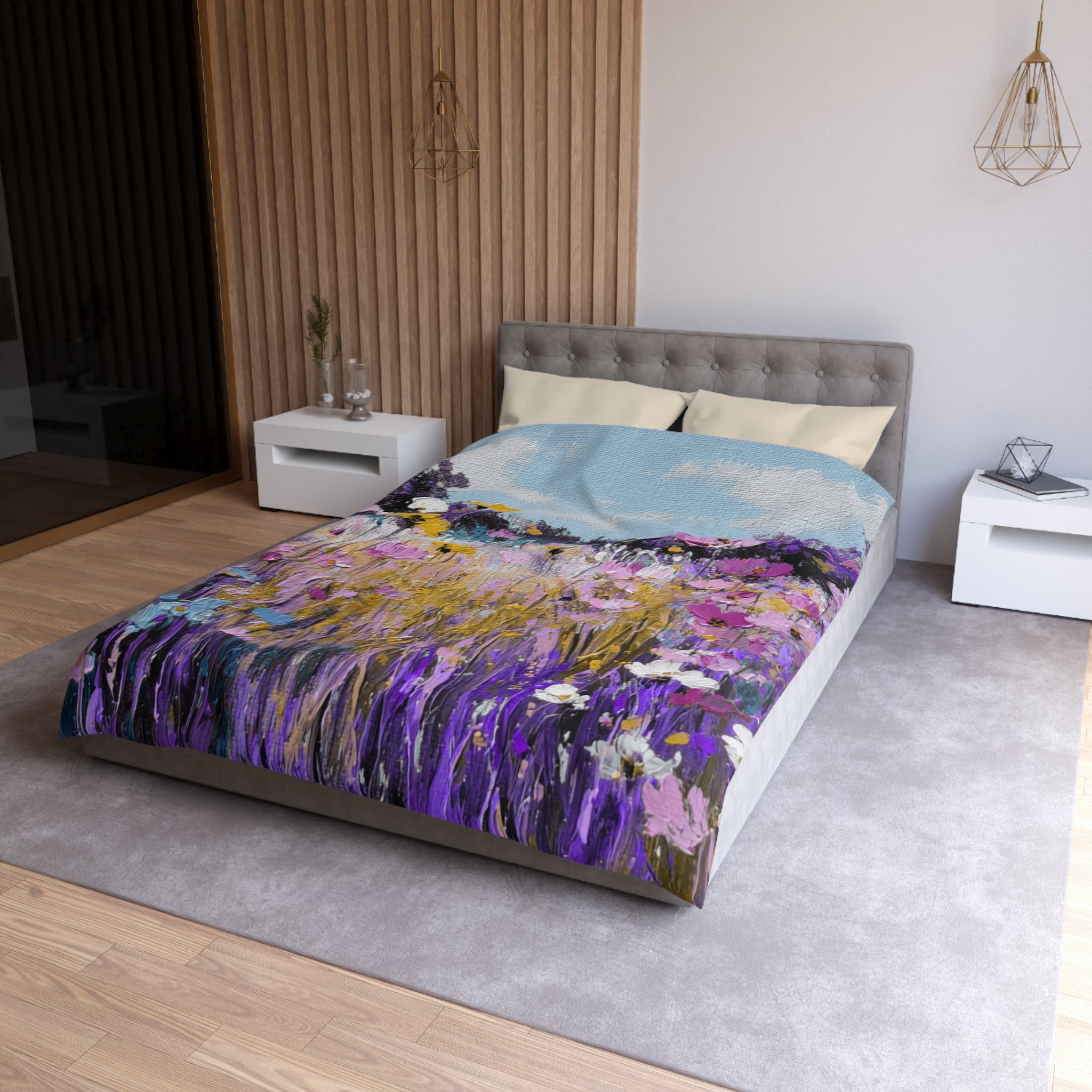 Floral Duvet, Pillow Cover | Purple Blue Bedroom Decor