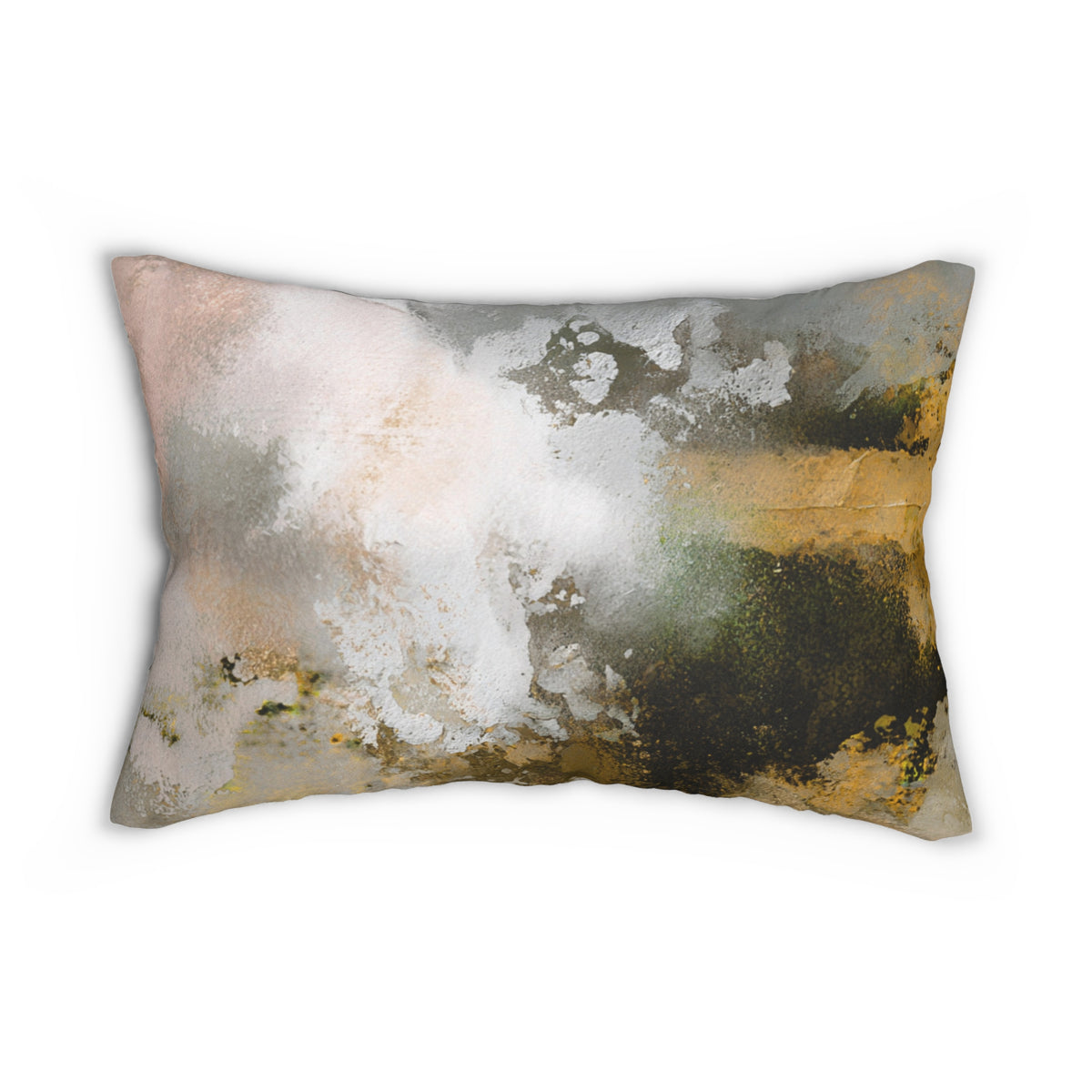Blush Pink Grey and Olive Abstract Lumbar Pillow