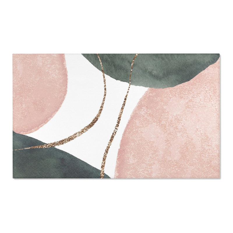 Abstract Boho Rectangle Area Rug | Modern Blush Pink, Sage Green