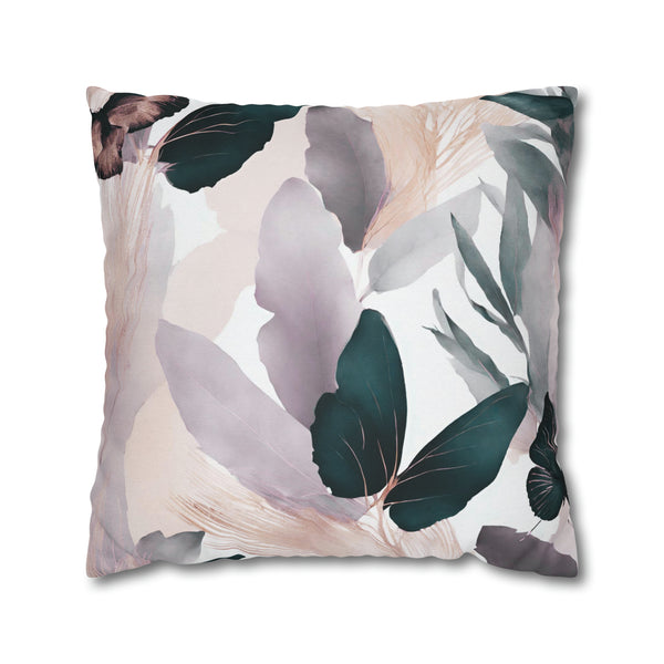 Floral Butterflies Pillow Cover | White Lavender, Blue, Green