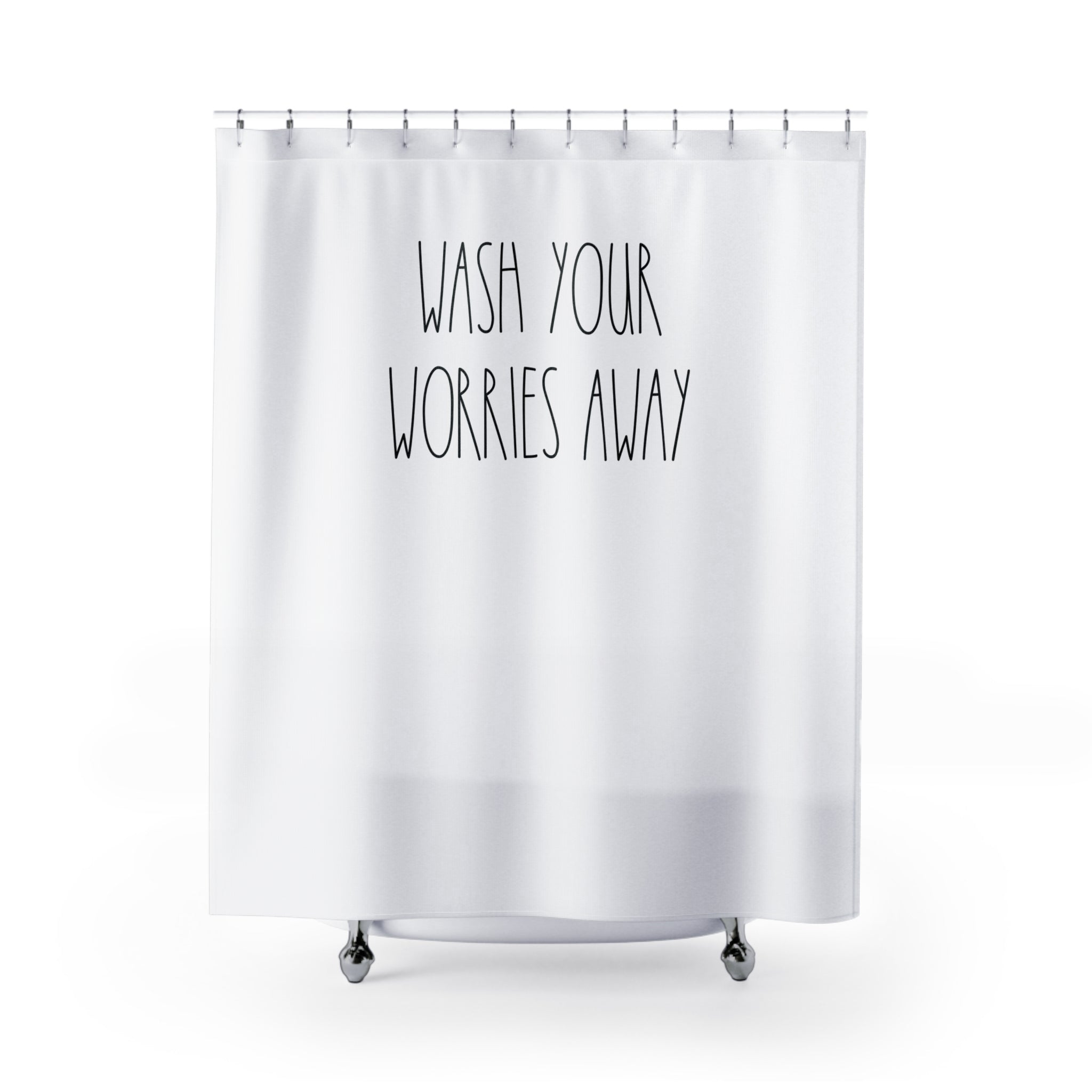 Rae Dunn Inspired Shower Curtain | Black White Fabric Curtain