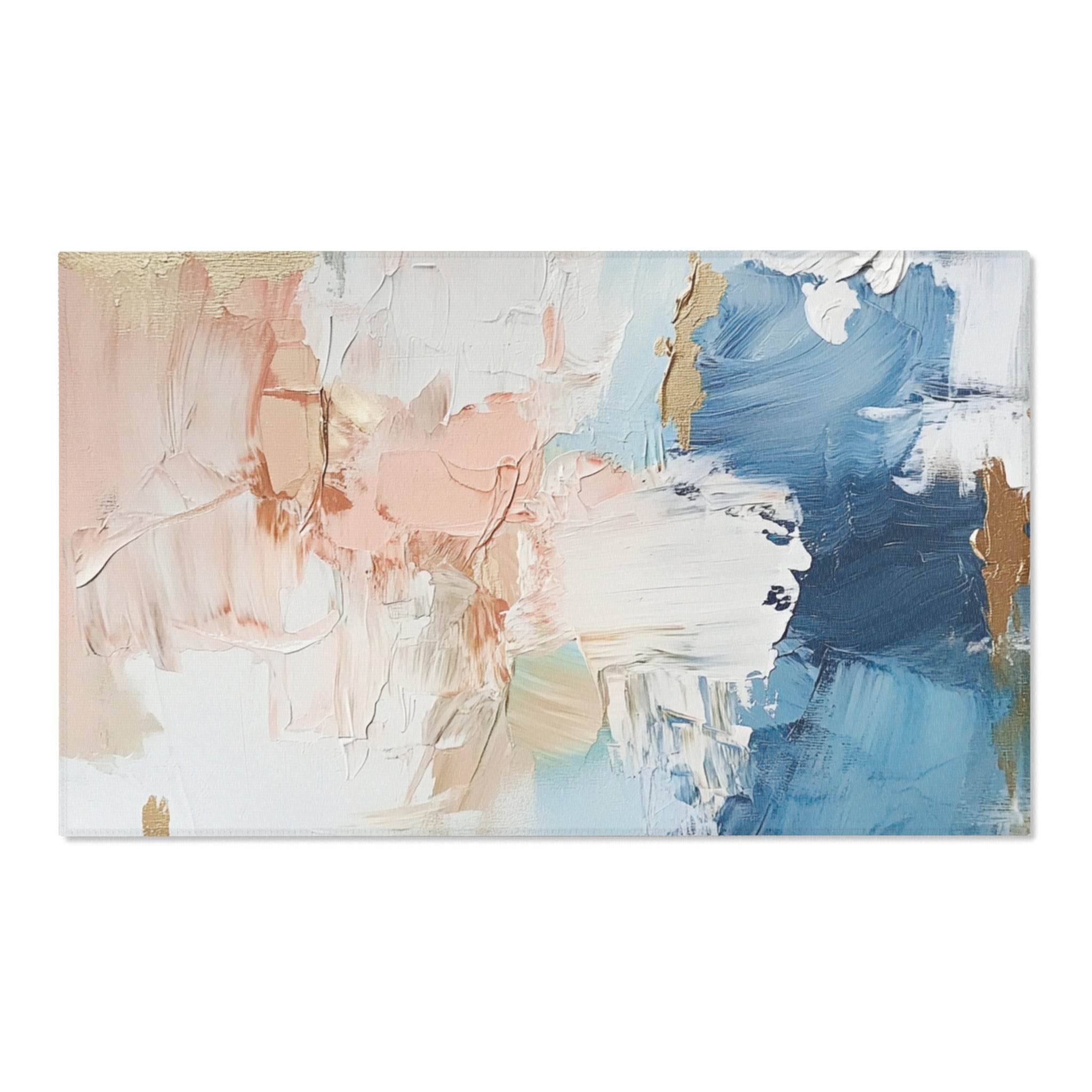 Abstract Area Rug | Blue White Blush Ombre Artsy Rug