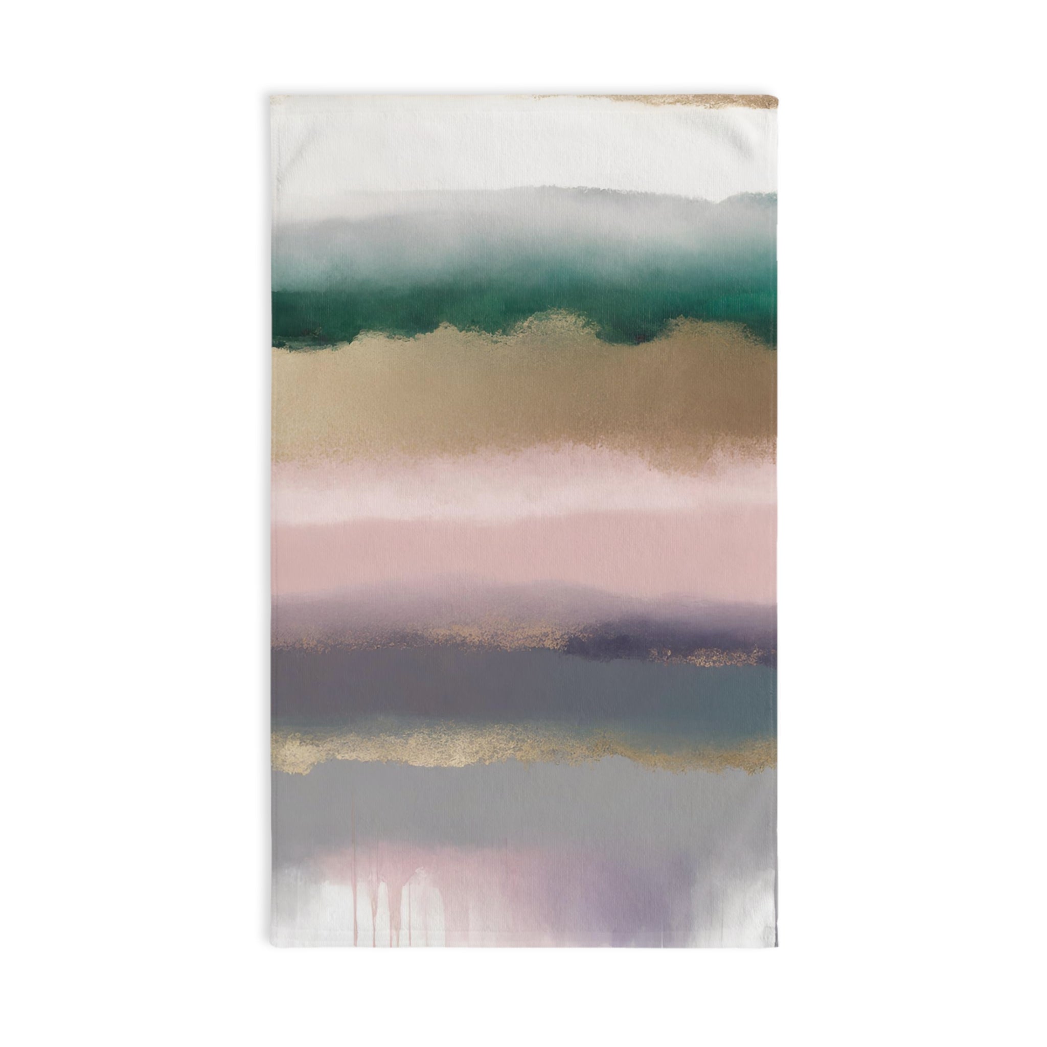 Boho Abstract Kitchen, Bath Hand Towel | Green Pink Gray