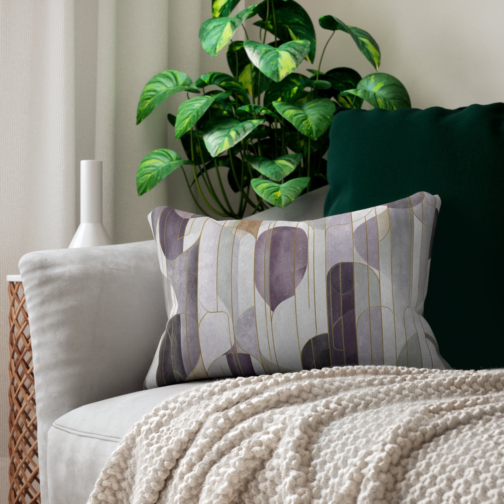 Purple Lumbar Pillow | Geometric. Fade Colors