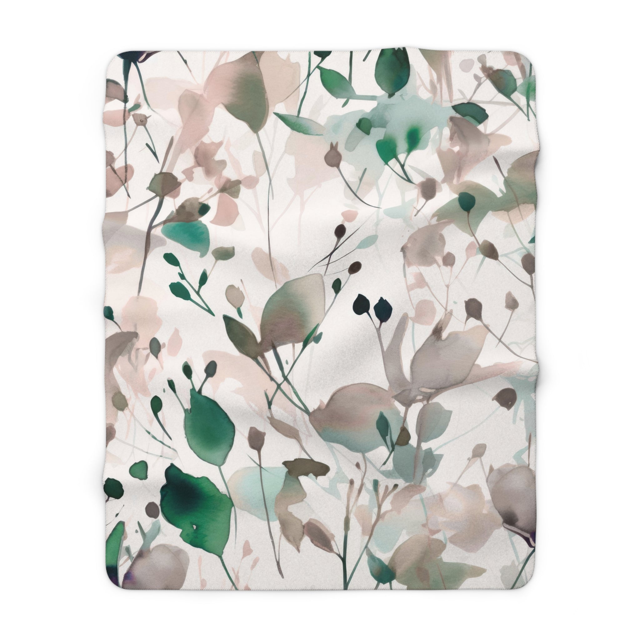 Floral Throw Blanket | Beige Green Watercolor