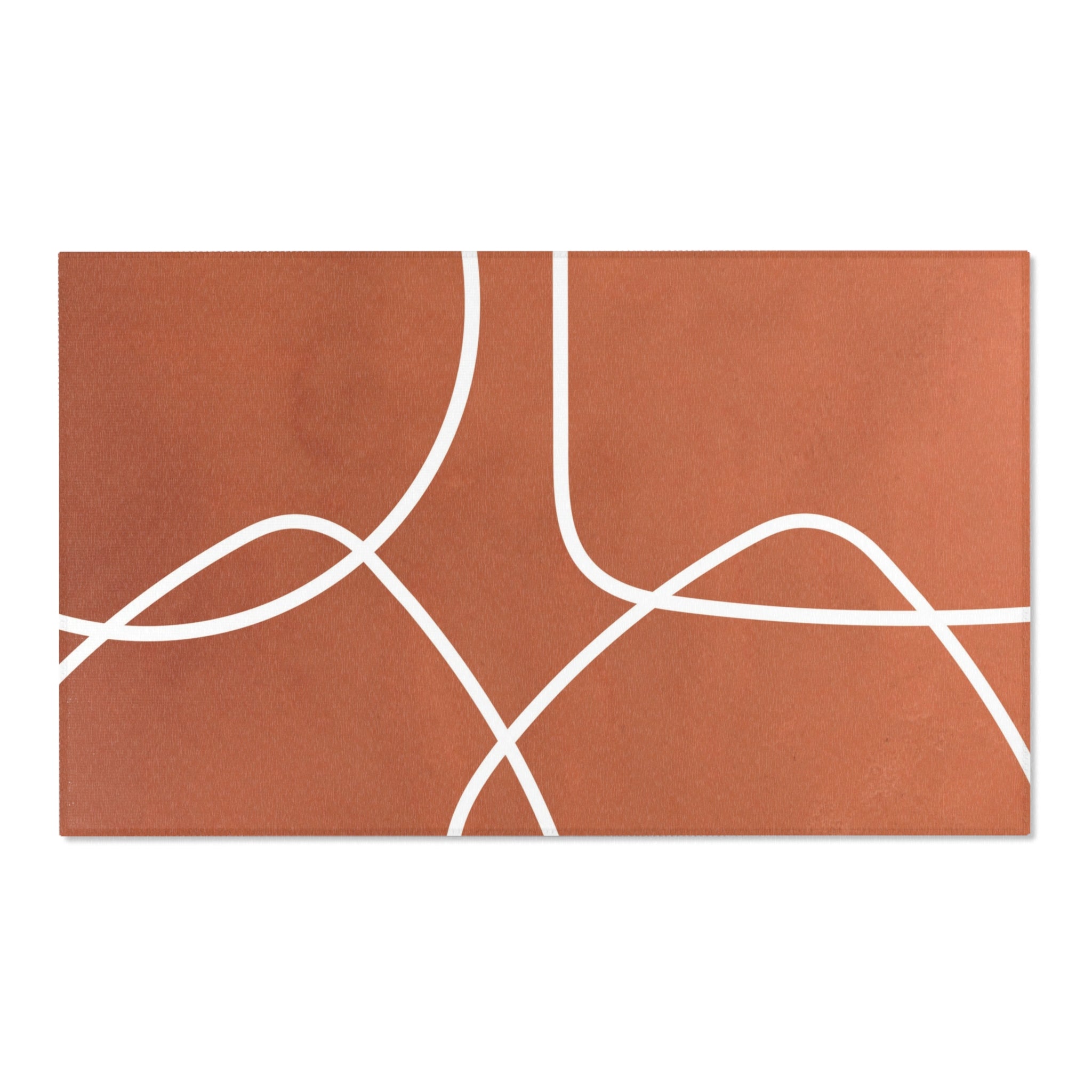 Abstract Minimalist Area Rug | Terracotta White Rug