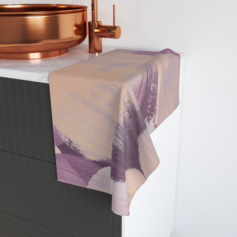 Abstract Kitchen, Bath Hand Towel | Beige Purple Towel