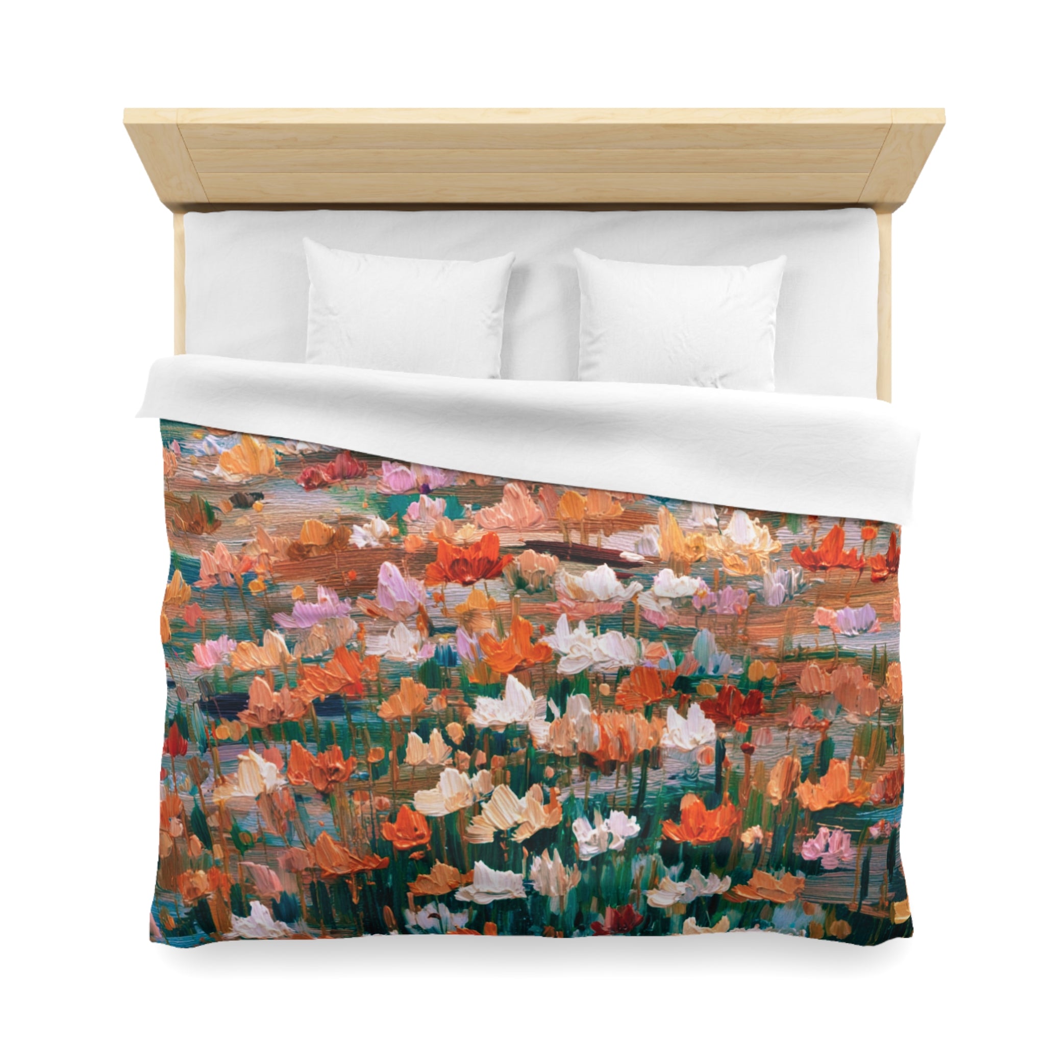 Floral Duvet, Pillow Cover | Orange Green Bedroom Decor