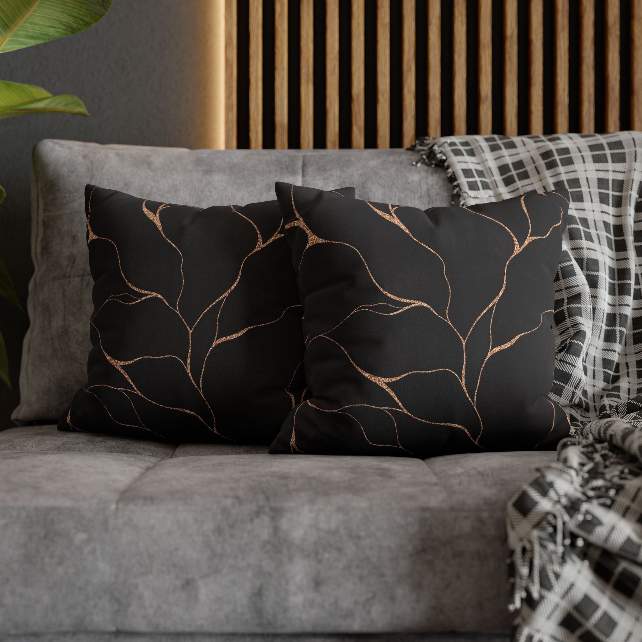 Abstract Pillow Cover | Black Beige Pillowcase