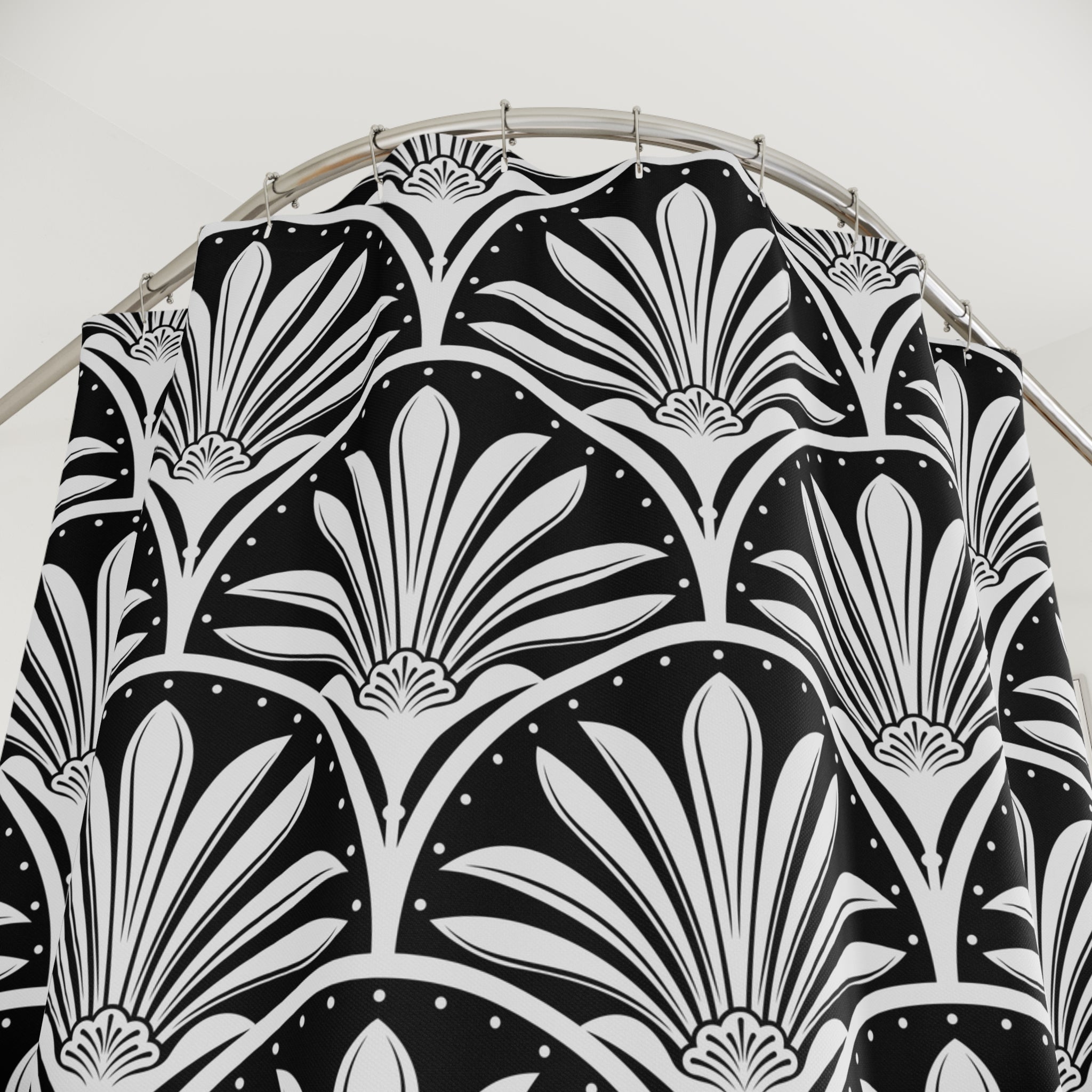Floral Art Nouveau Shower Curtain | Black White