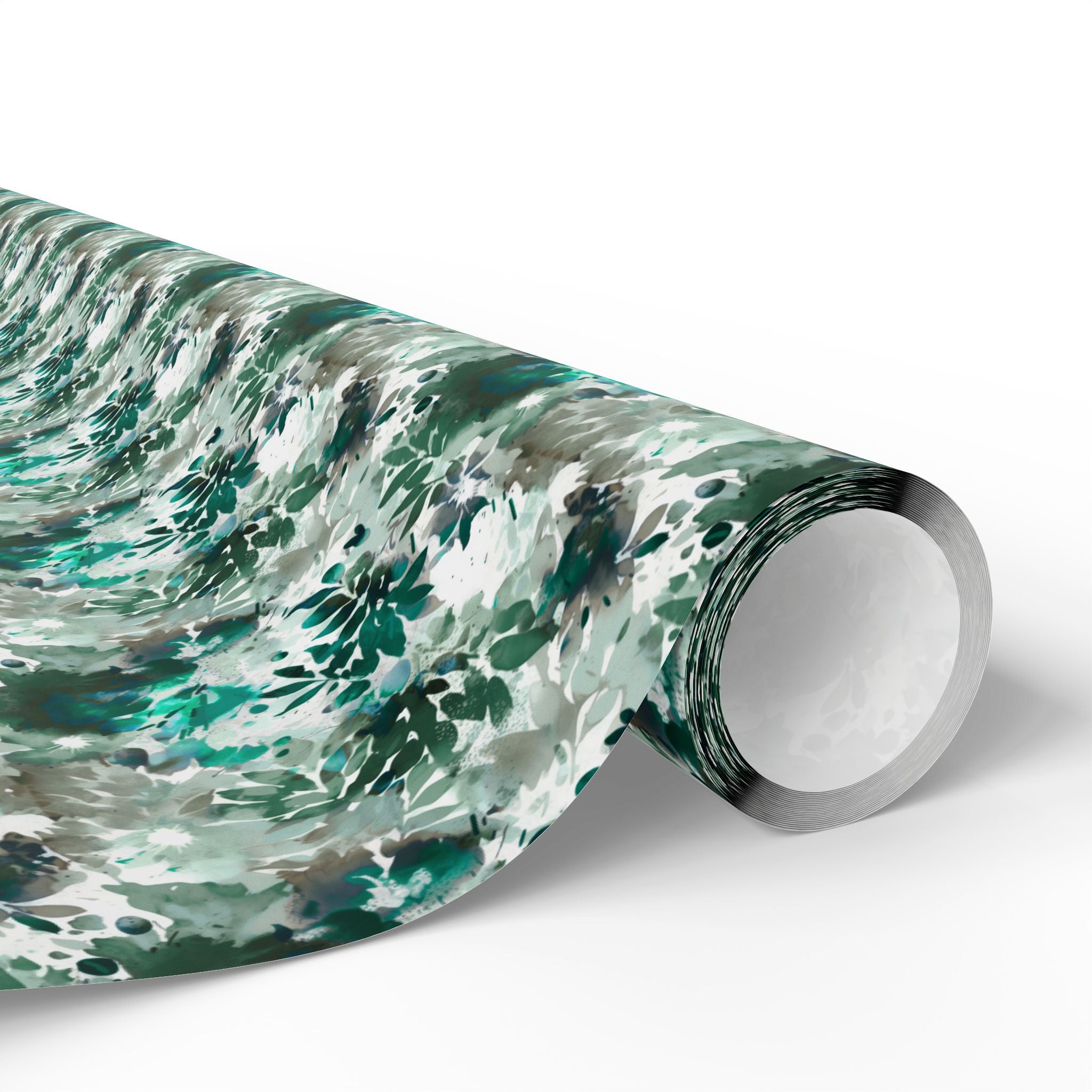 Abstract Leaves Wrapping Paper | Emerald Green Floral Gift Wrap for the Holidays, Birthdays