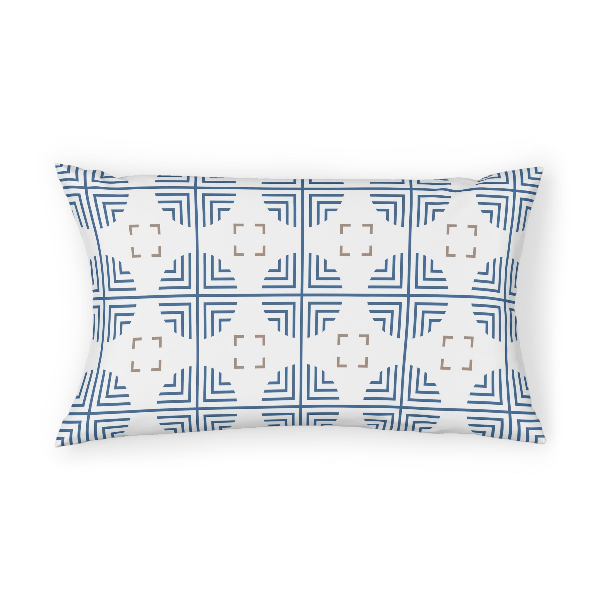 Retro Bedding Pillow Sham | Art Deco Blue, White, Beige