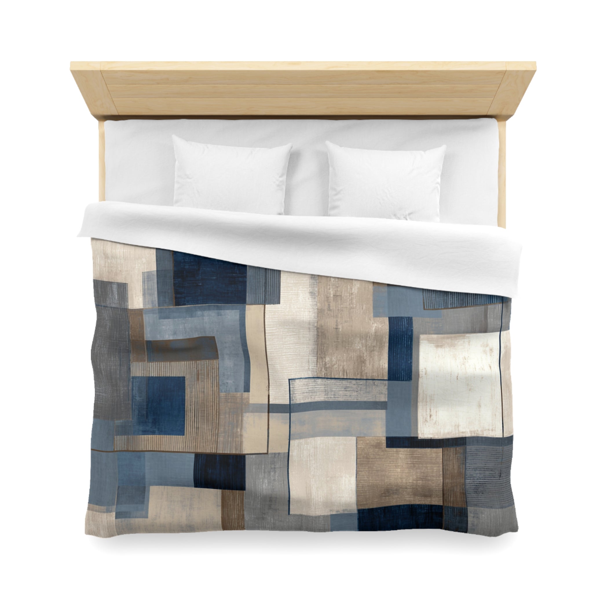 Geometric Duvet, Pillow Cover | Blue Beige Bedroom Decor