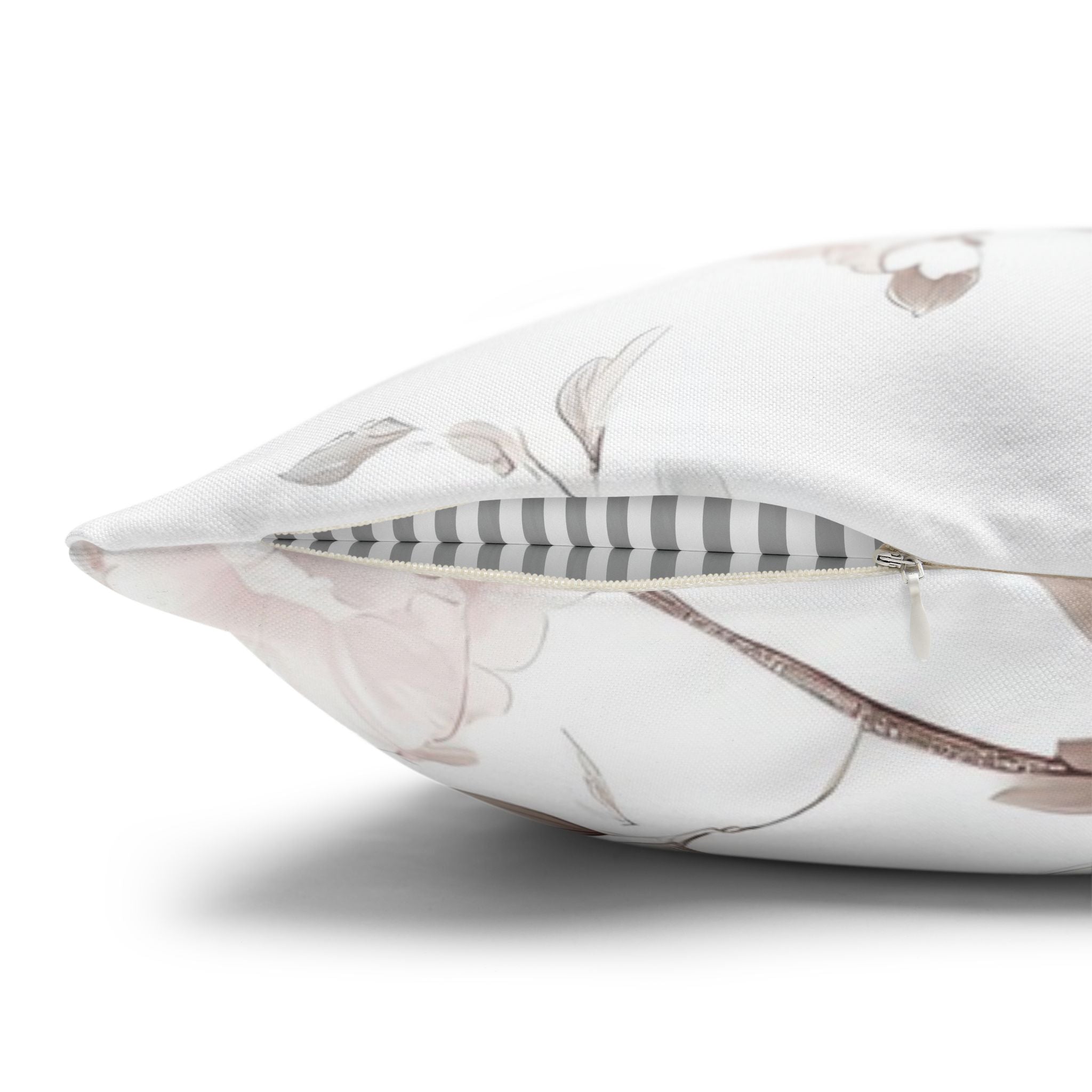 Floral Pillow Cover | Blush Pink Roses, White Taupe