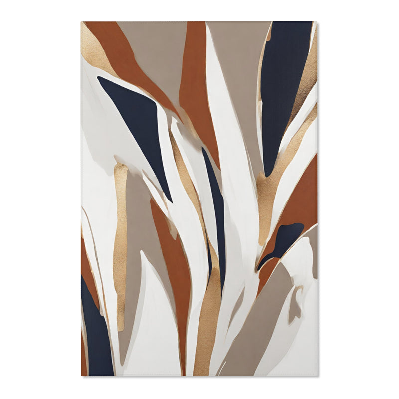 Abstract Area Accent Rug | Beige Rust, Navy blue White