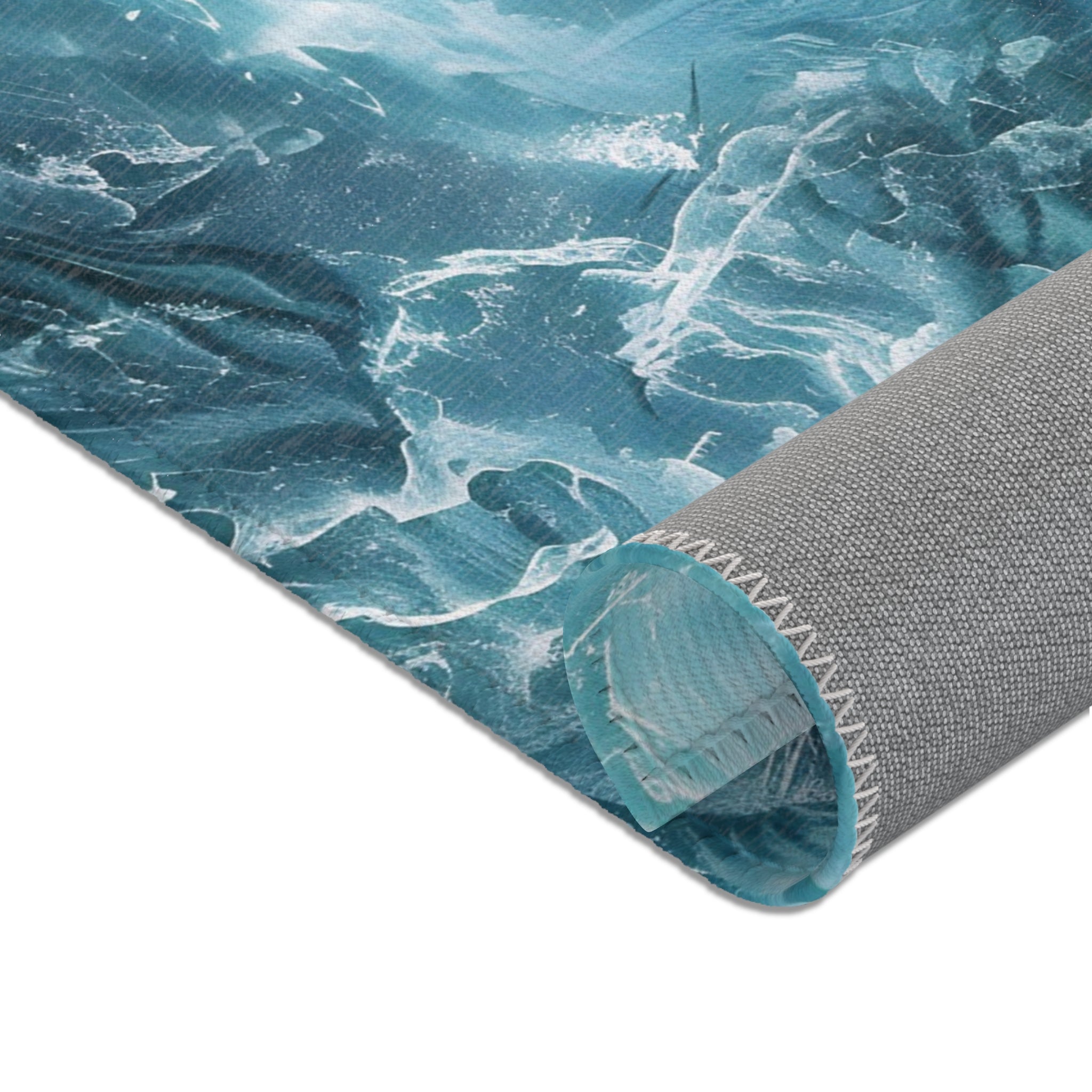 Abstract Ocean Area Rug | Teal Turquoise Sea Blue
