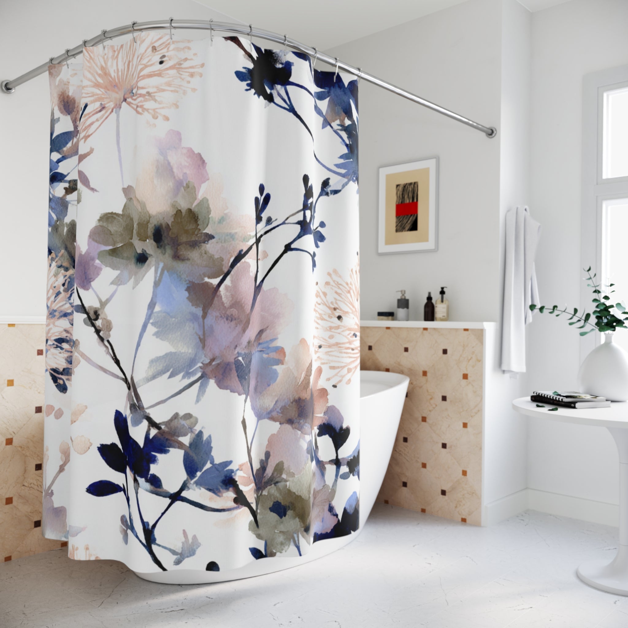 Abstract Shower Curtain | Artsy Floral Watercolor