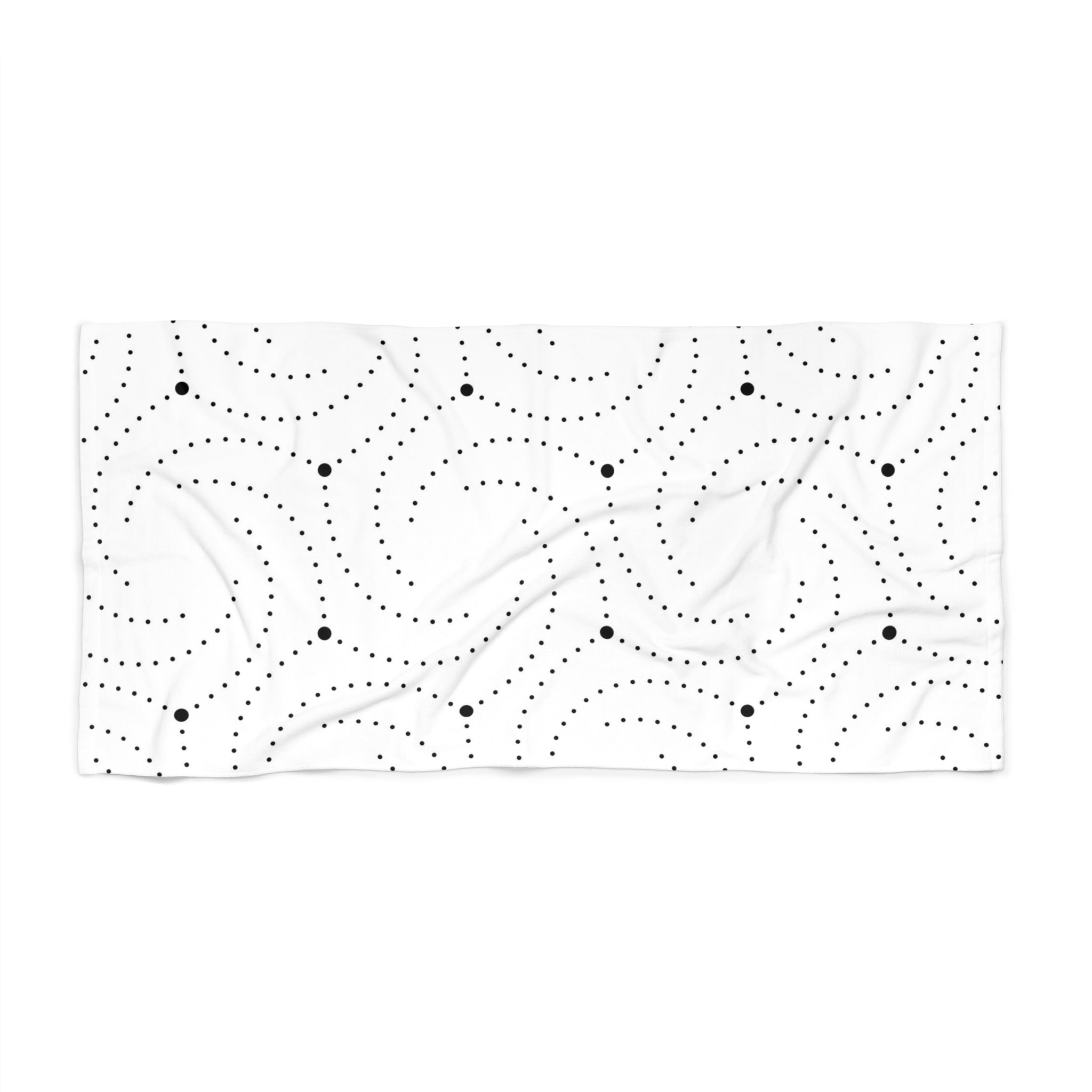 Art Deco Bath, Beach Towel | Black White Minimalist Geometric