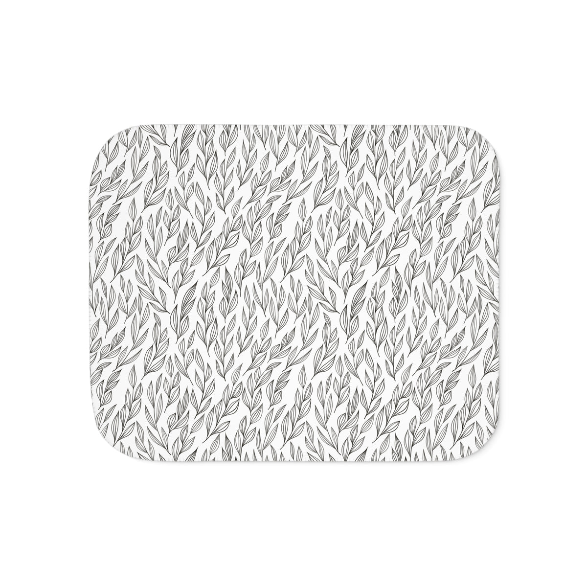 Black White Willow Leaf Sherpa Blanket | Minimalist Line Throw