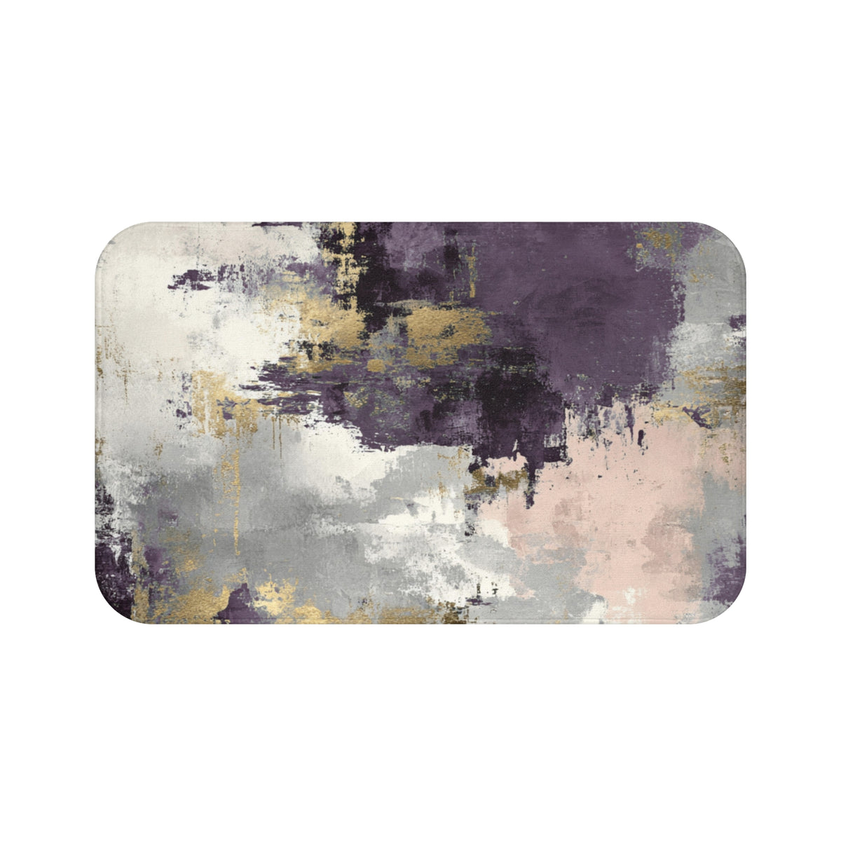 Aubergine Grey Ochre Abstract Bath Mat, Moody Bathroom Rug