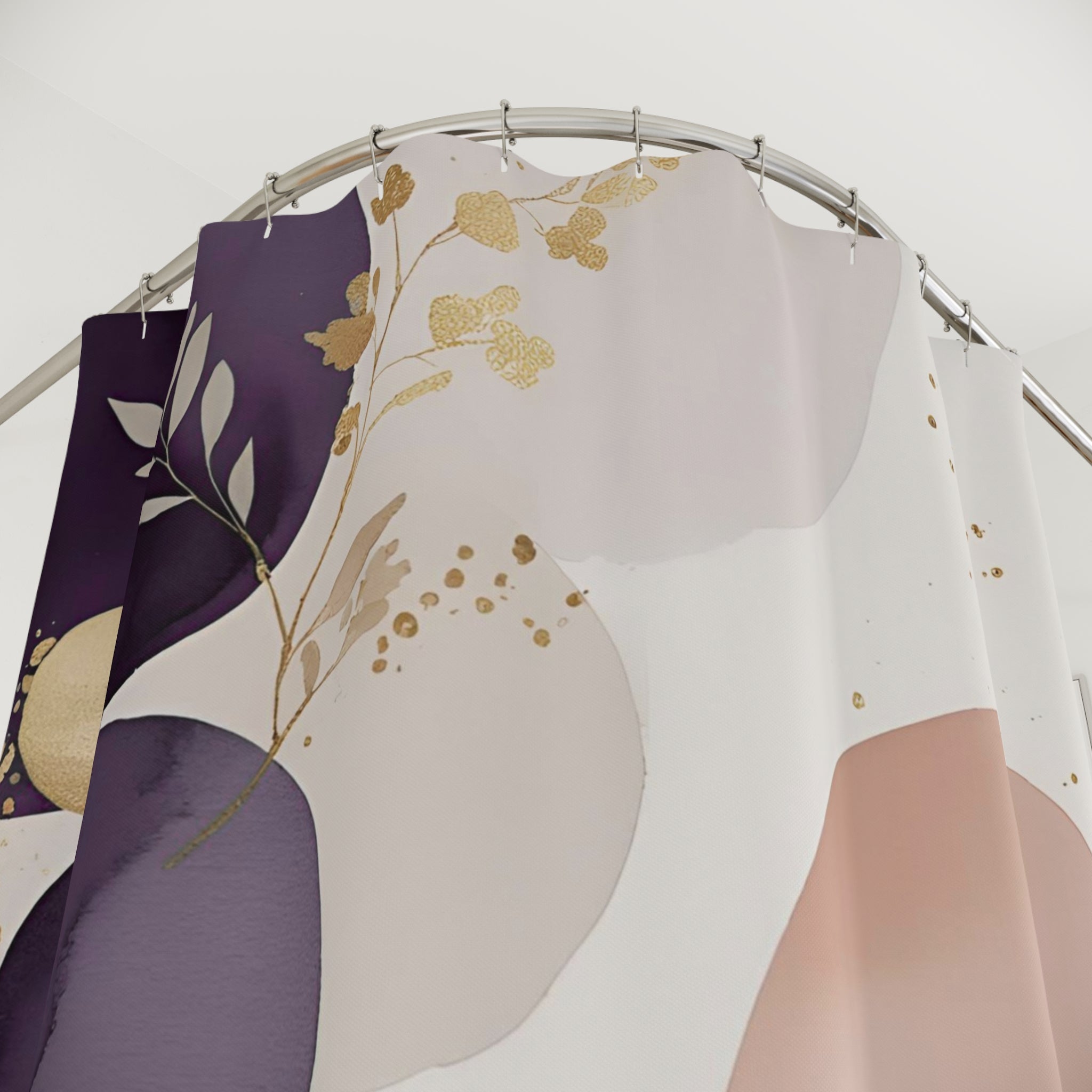 Abstract Shower Curtain | Purple Blush Pink Grey
