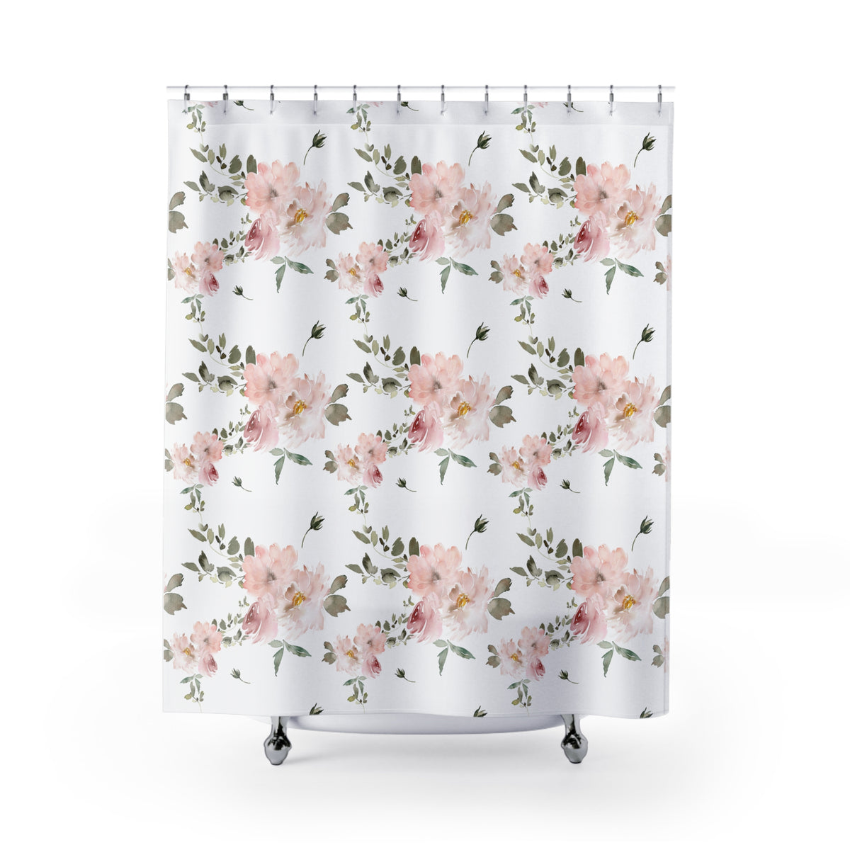 Blush Pink Rose Spray Shower Curtain, Bath Curtain 71x74