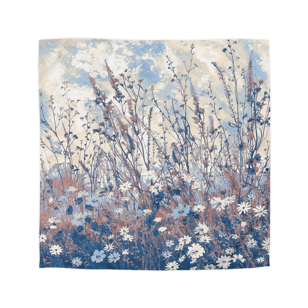 a field of tall grass with white flowers, creating a serene and natural scene.