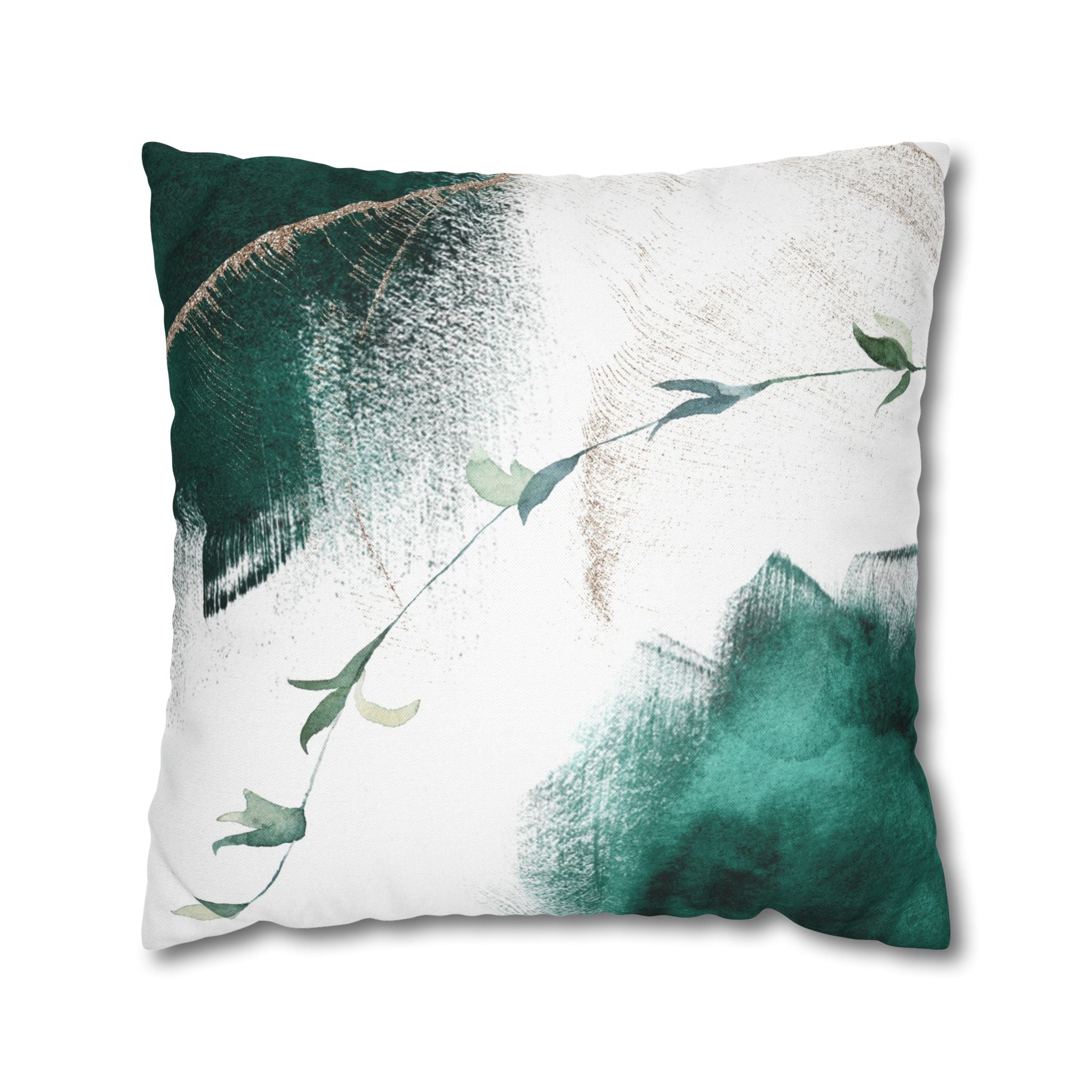Abstract Throw Pillow Cover, Watercolor Green Modern Organic Decor Cushion