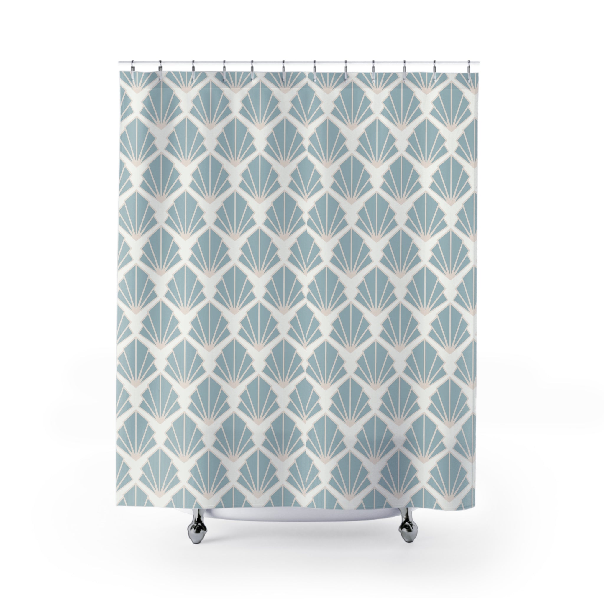 Art Deco Modern Shower Curtain | Power Pale Blue White