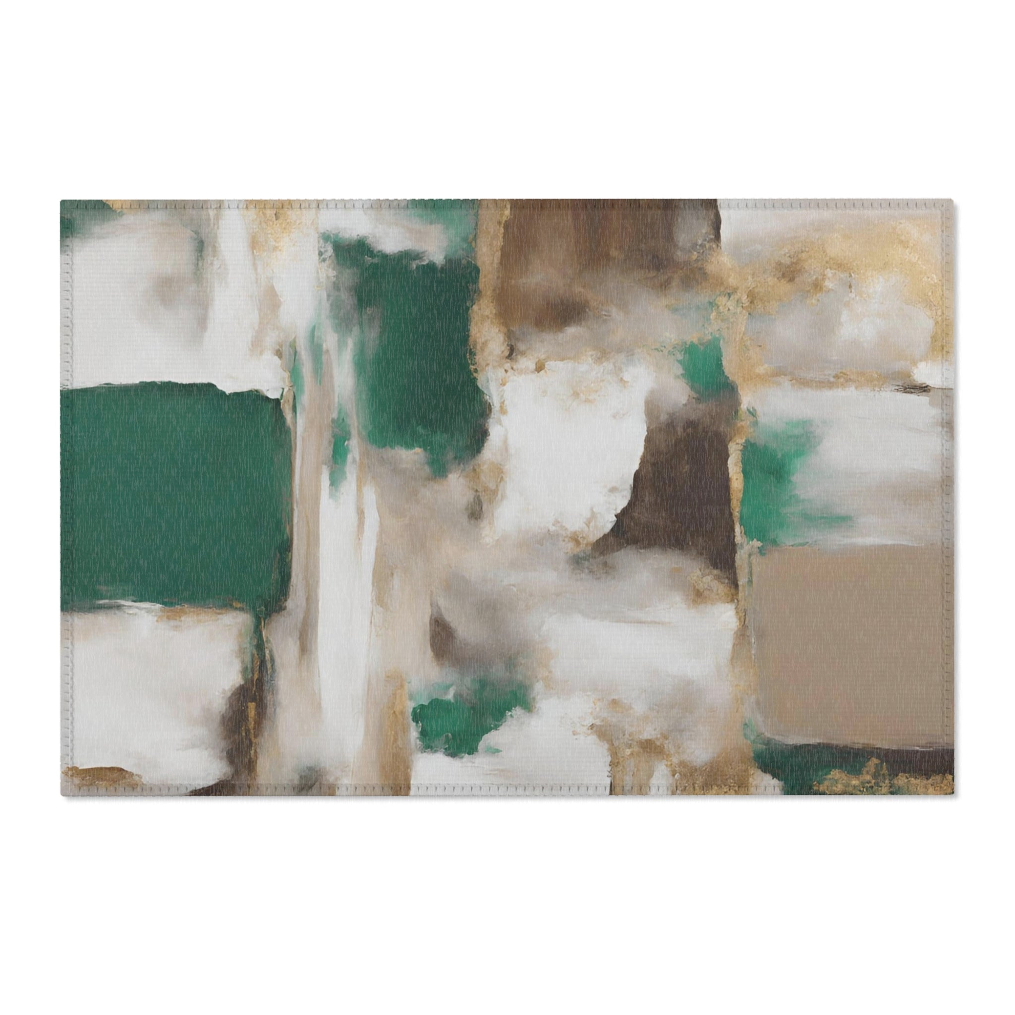 Abstract Large Area Rug | Green Brown Beige