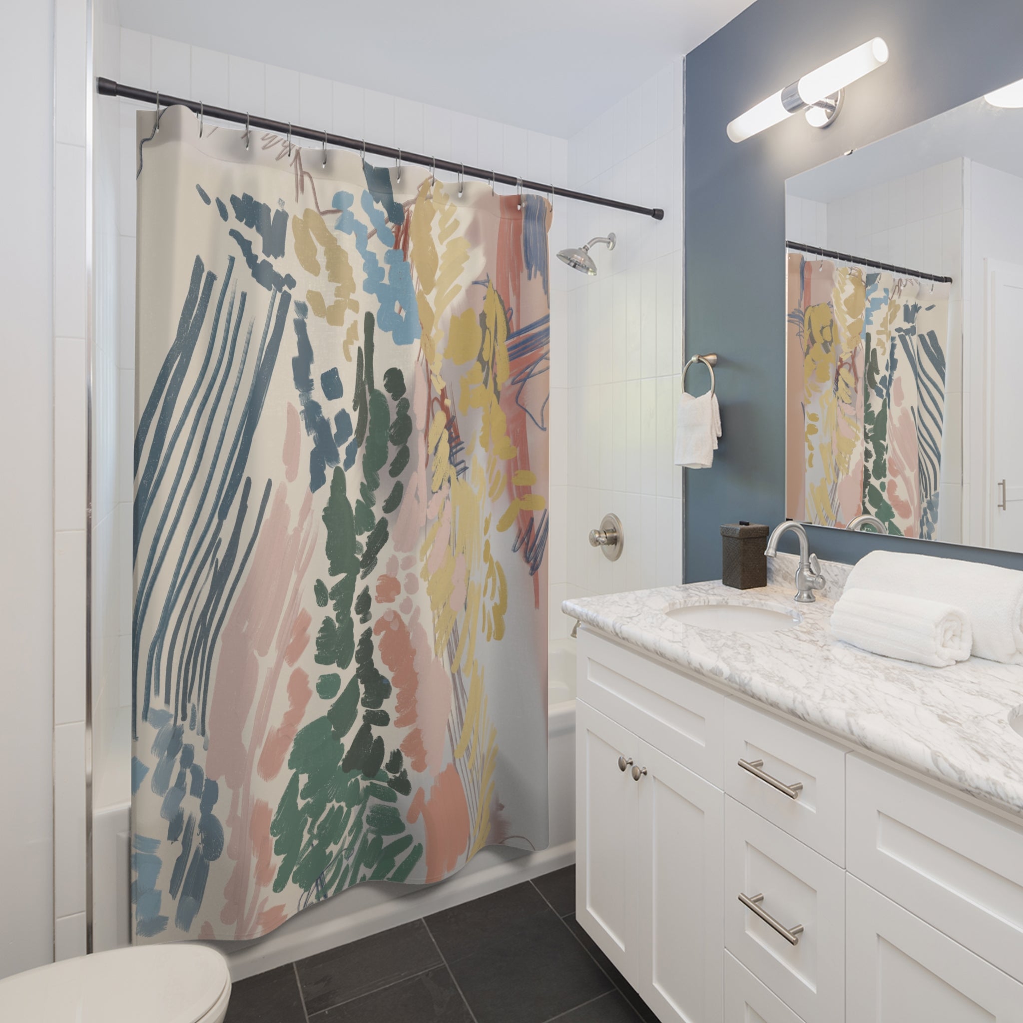 Boho Abstract Shower Curtain | Organic Watercolor