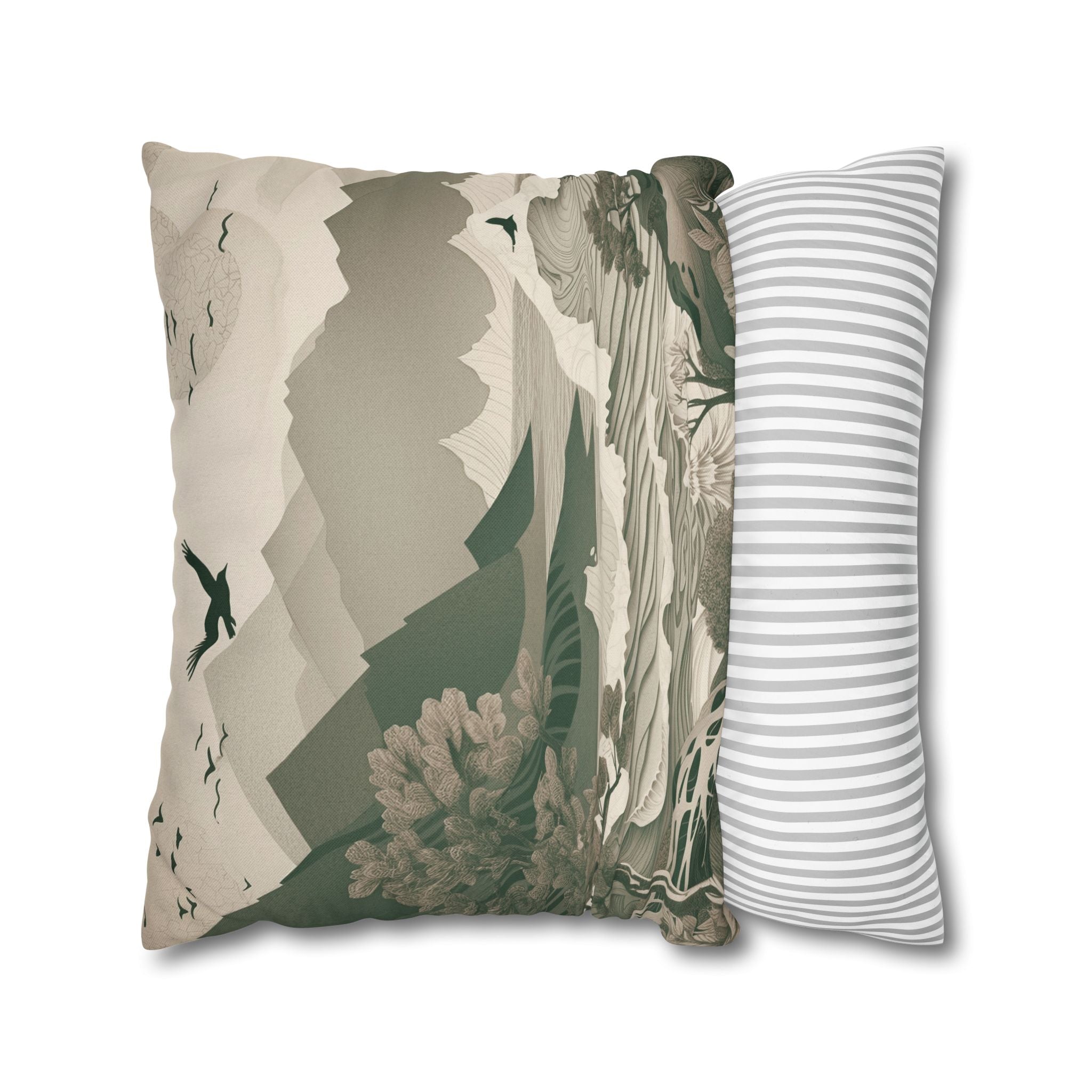 Landscape Throw Pillow Cover, Nature Modern Organic Decor Cushion