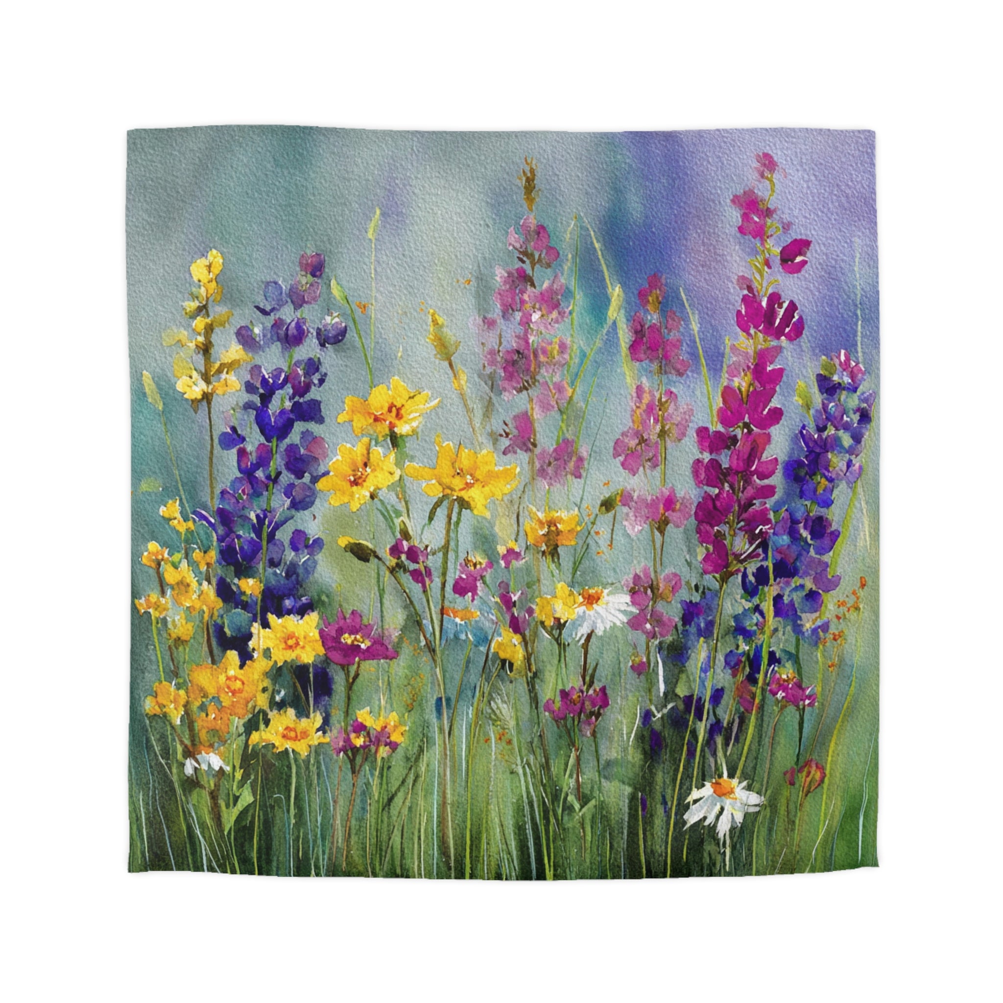 Floral Duvet, Pillow Cover | Green Purple Bedroom Decor