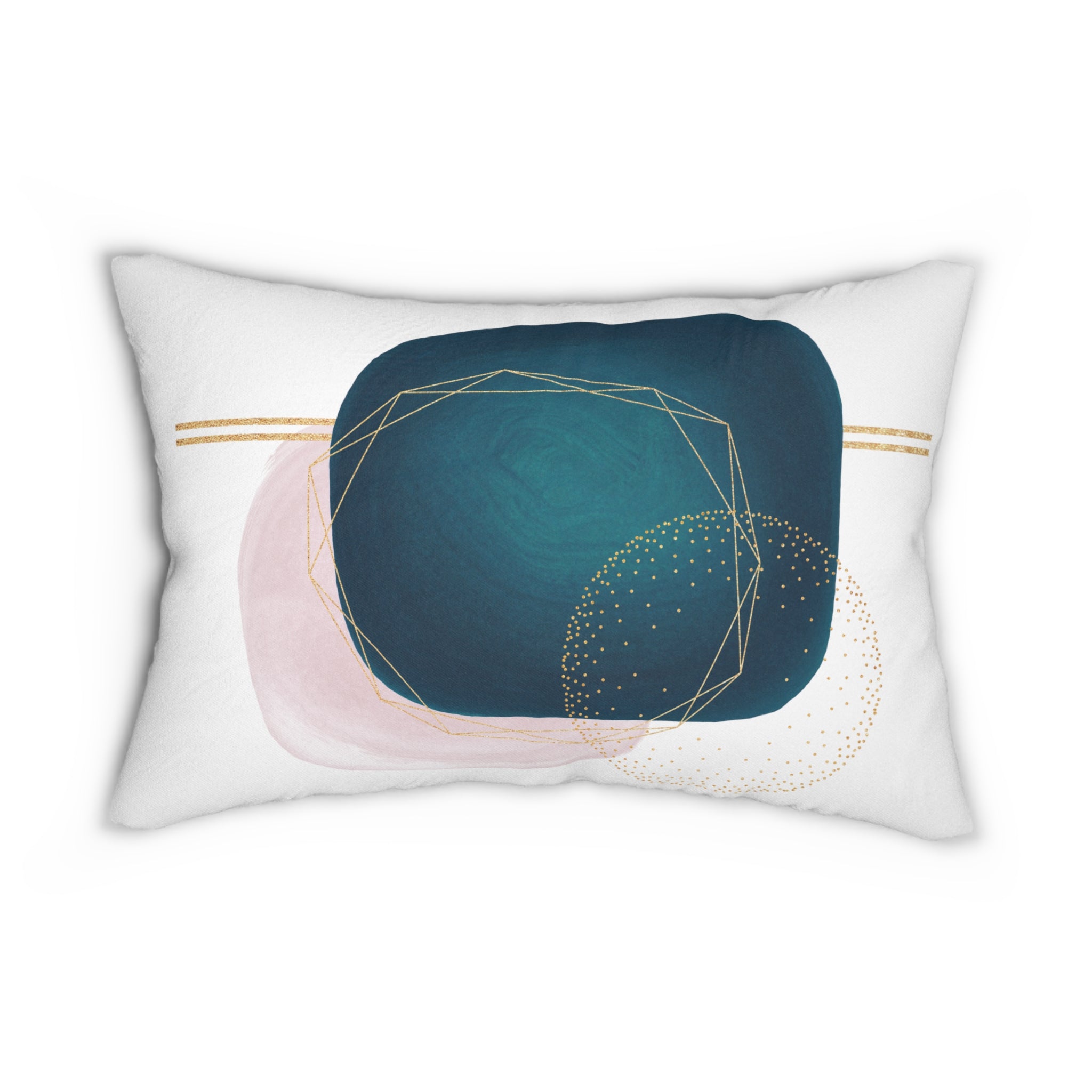 Abstract Lumbar Pillow | Teal Blue Blush Pink Rust