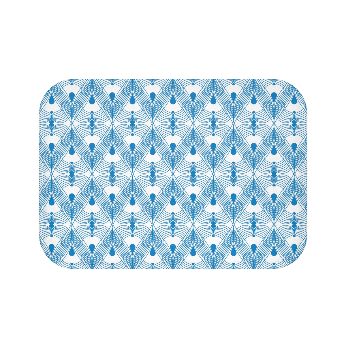 Sky Blue Deco Fan Bath Mat, Coastal Bathroom Rug