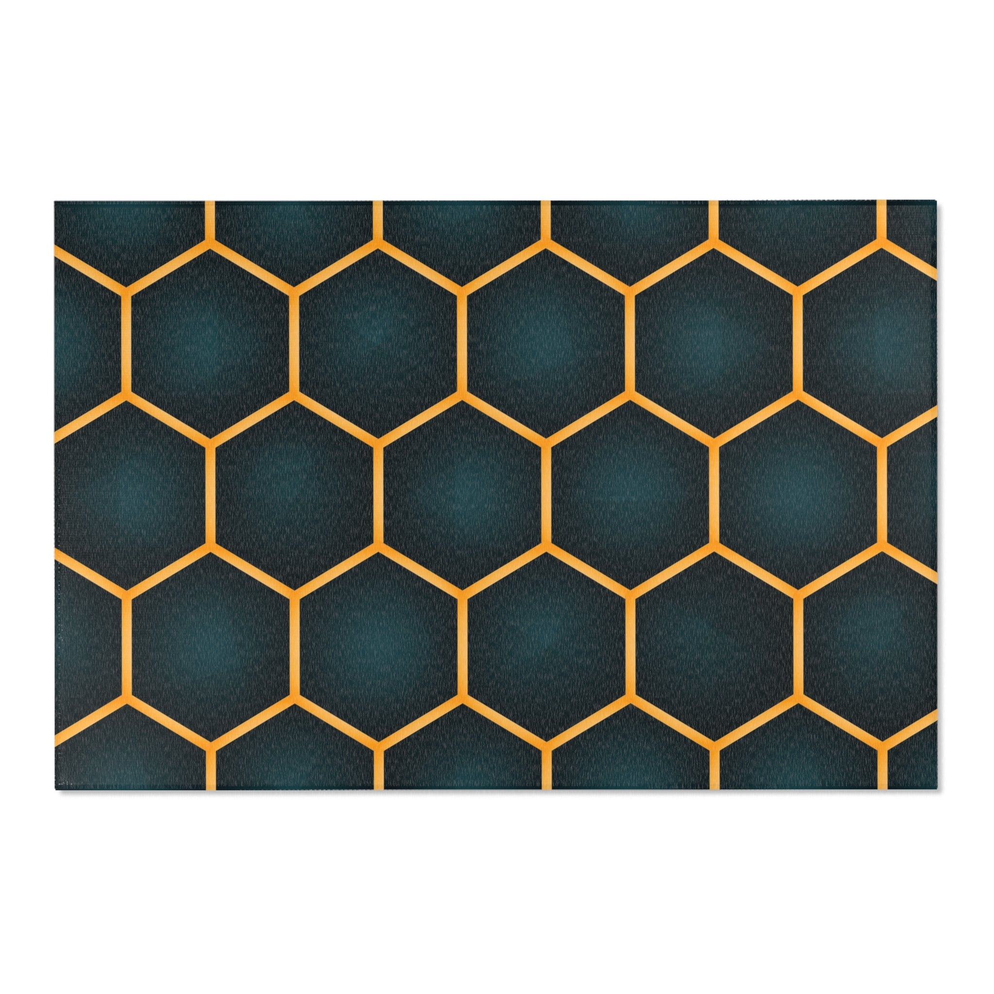 Art Deco Boho Area Rug | Fade Navy Blue, Gold Geometric Minimalist