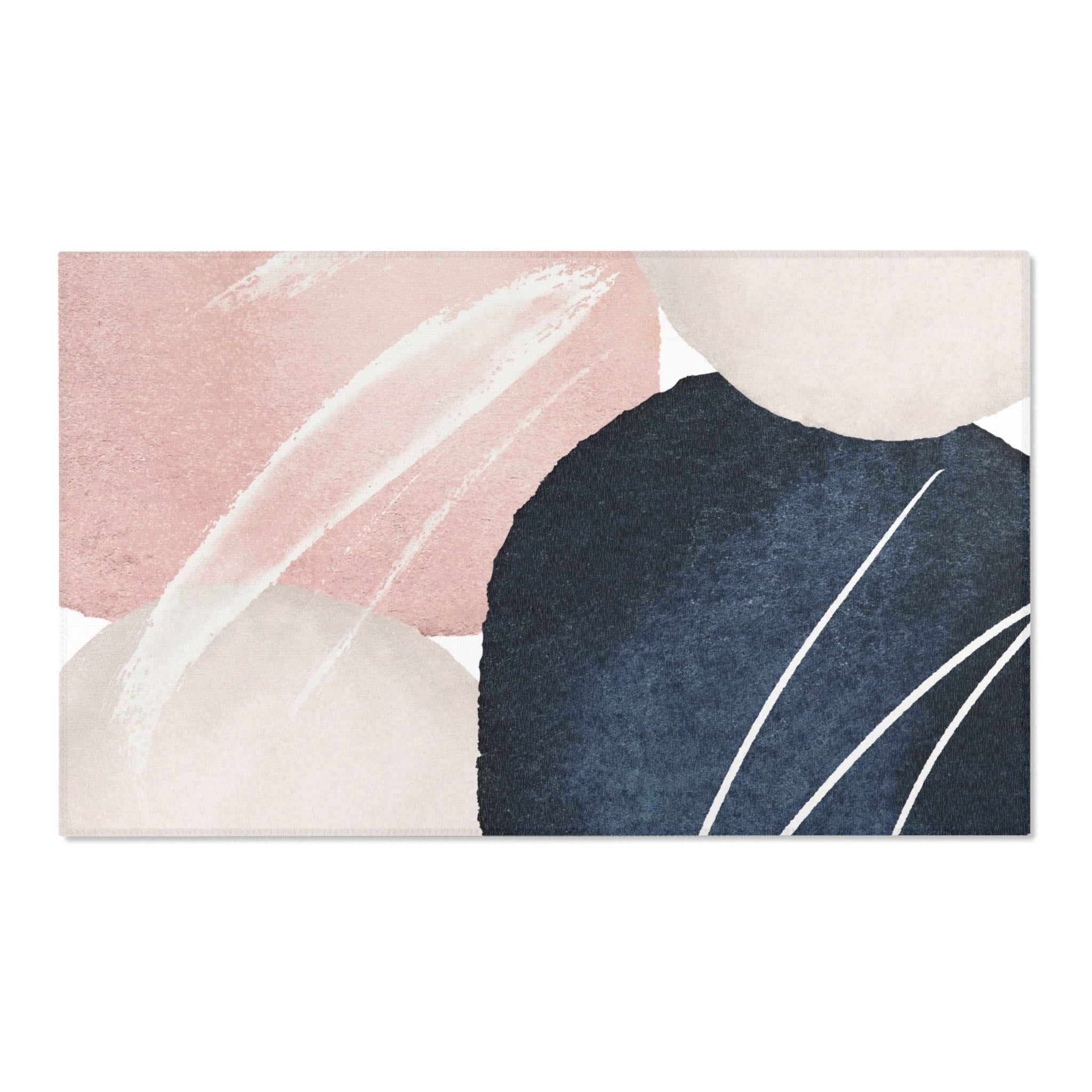 Abstract Area Rug | Blush Pink, Navy Blue Watercolor Artsy Rug