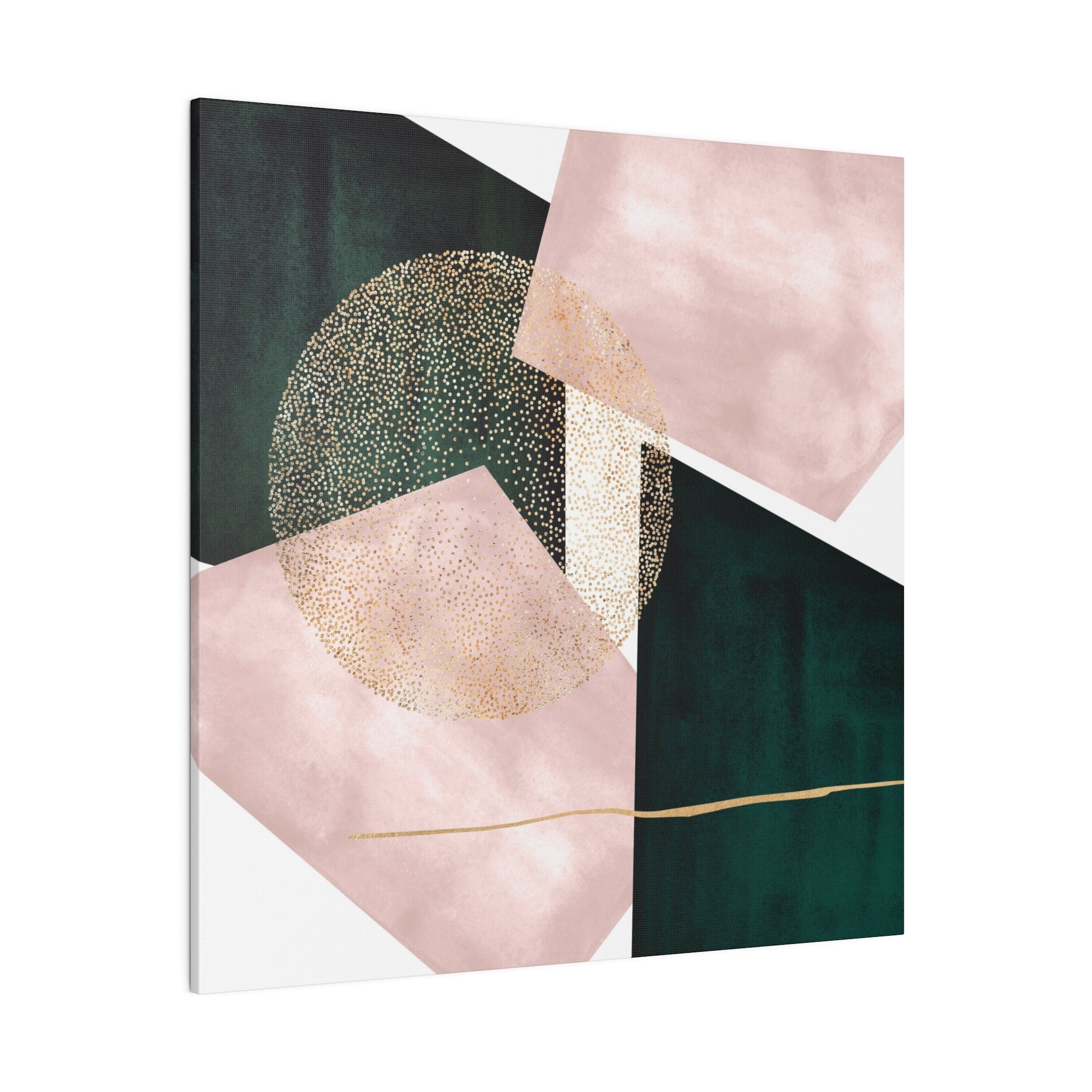 Abstract Canvas Wall Art | Blush Pink, Dark Green Wall Artwork