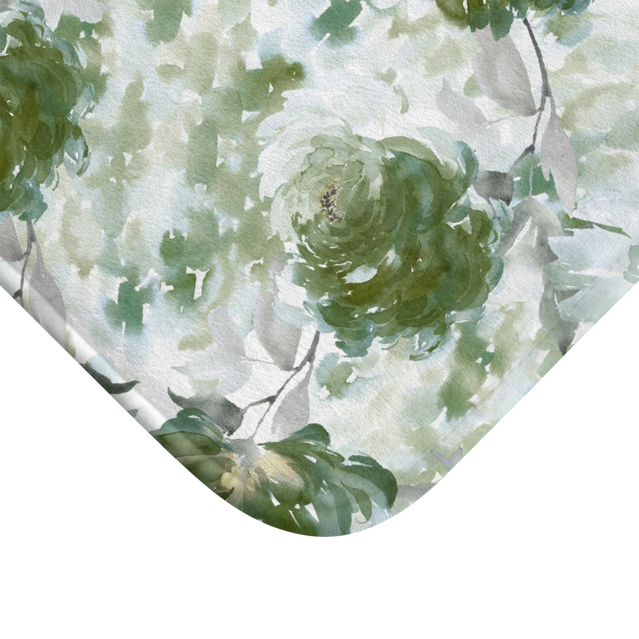 Floral Bath Mat | Green Roses Kitchen Mat