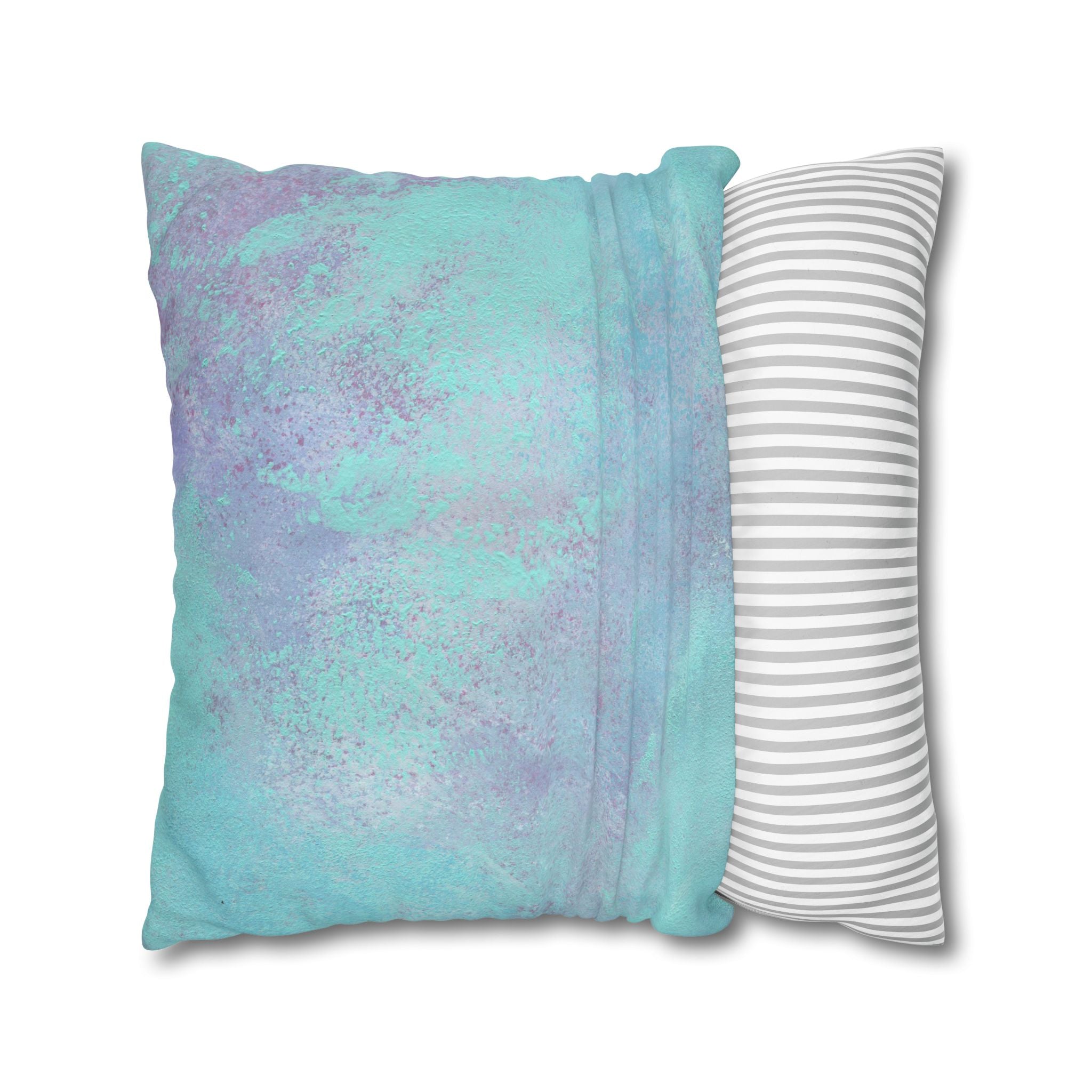 Square Poly Canvas Pillowcase | Mint Teal Turquoise, Lavender