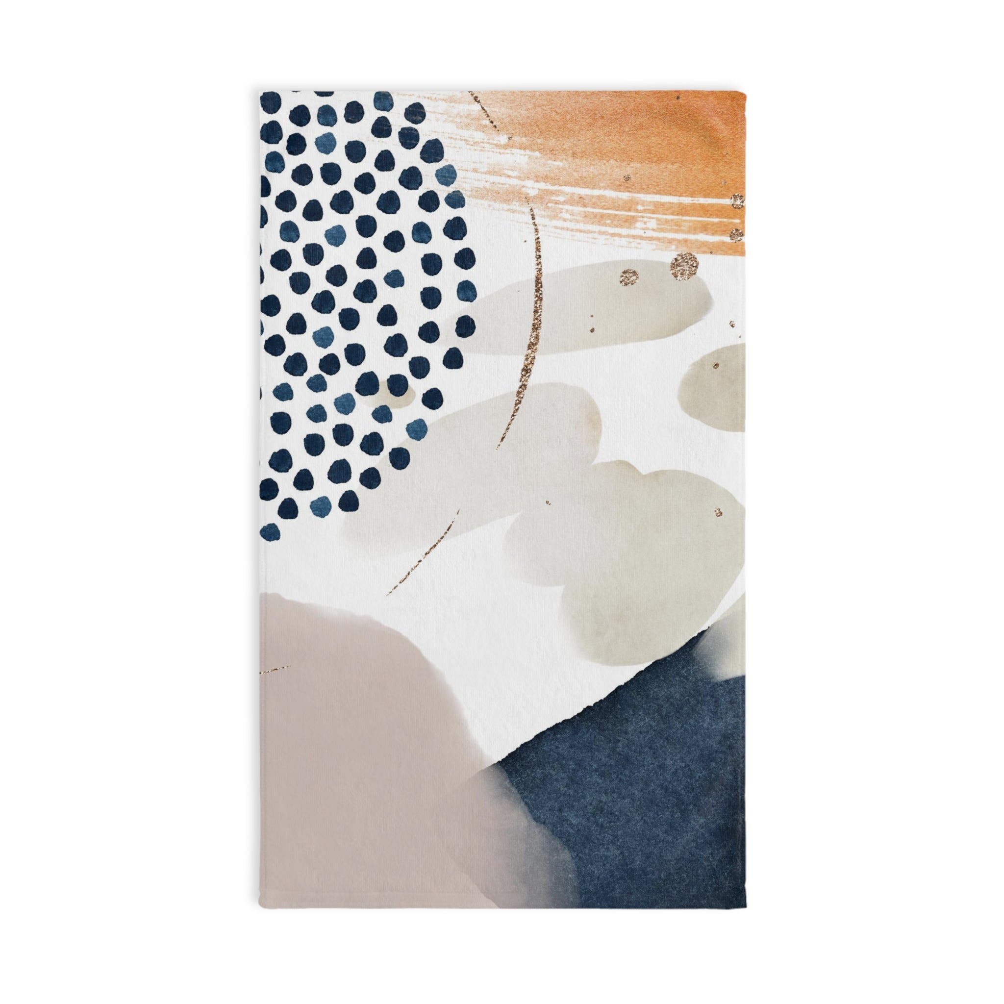 Abstract Kitchen, Bath Hand Towel | Orange Navy Blue, Blush Beige Ivory