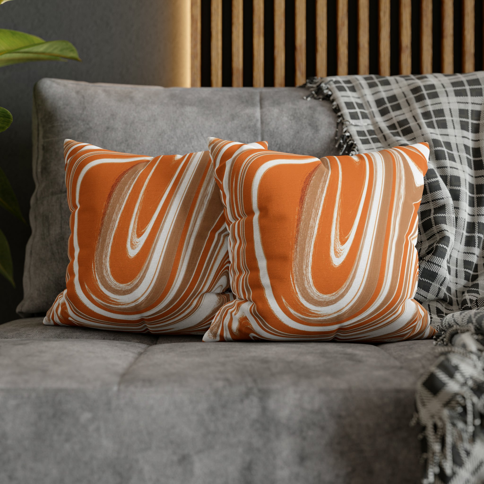 Abstract Pillow Cover | Orange Beige White Retro