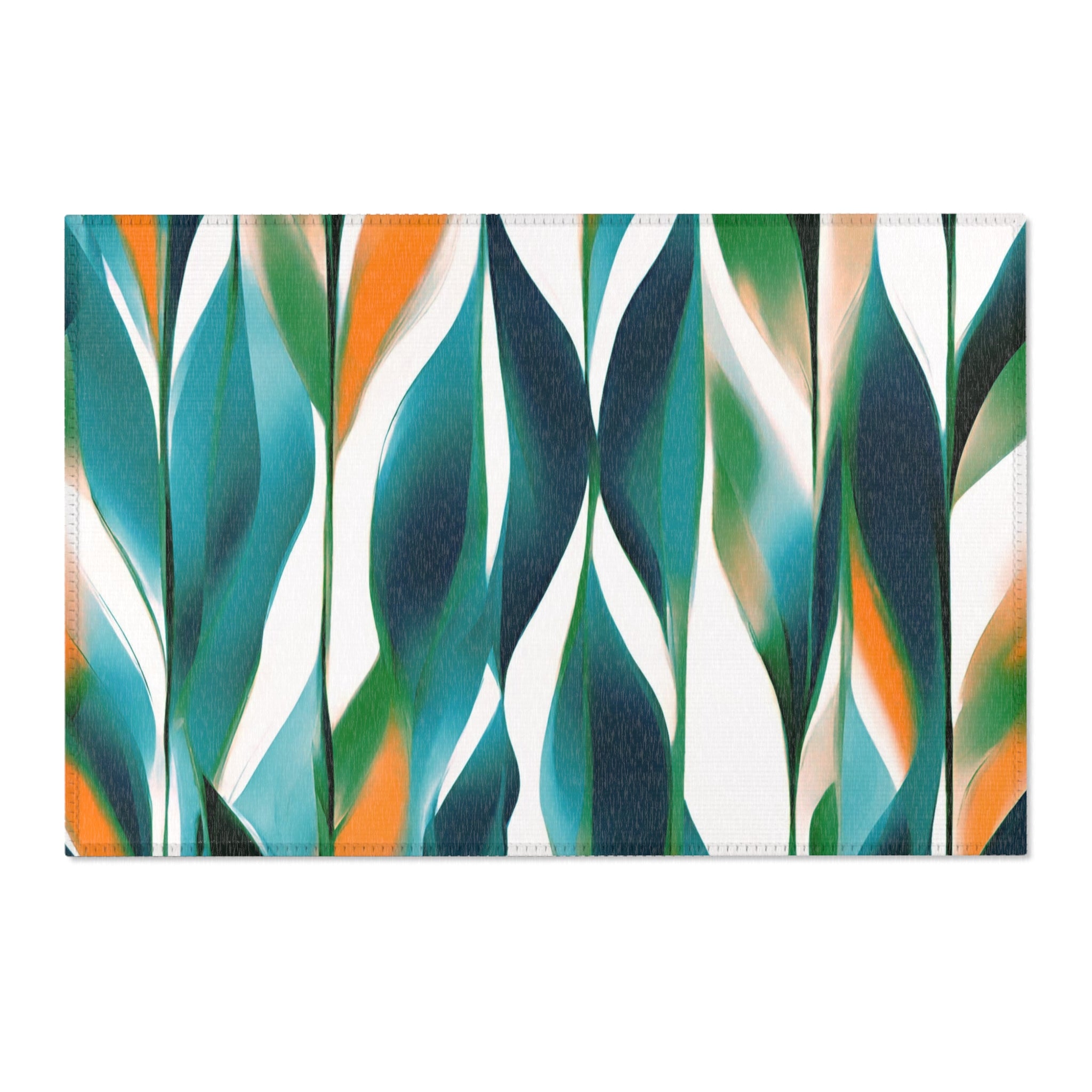 Abstract Large Area Rug | Modern Rug, Teal Navy Blue, White Orange